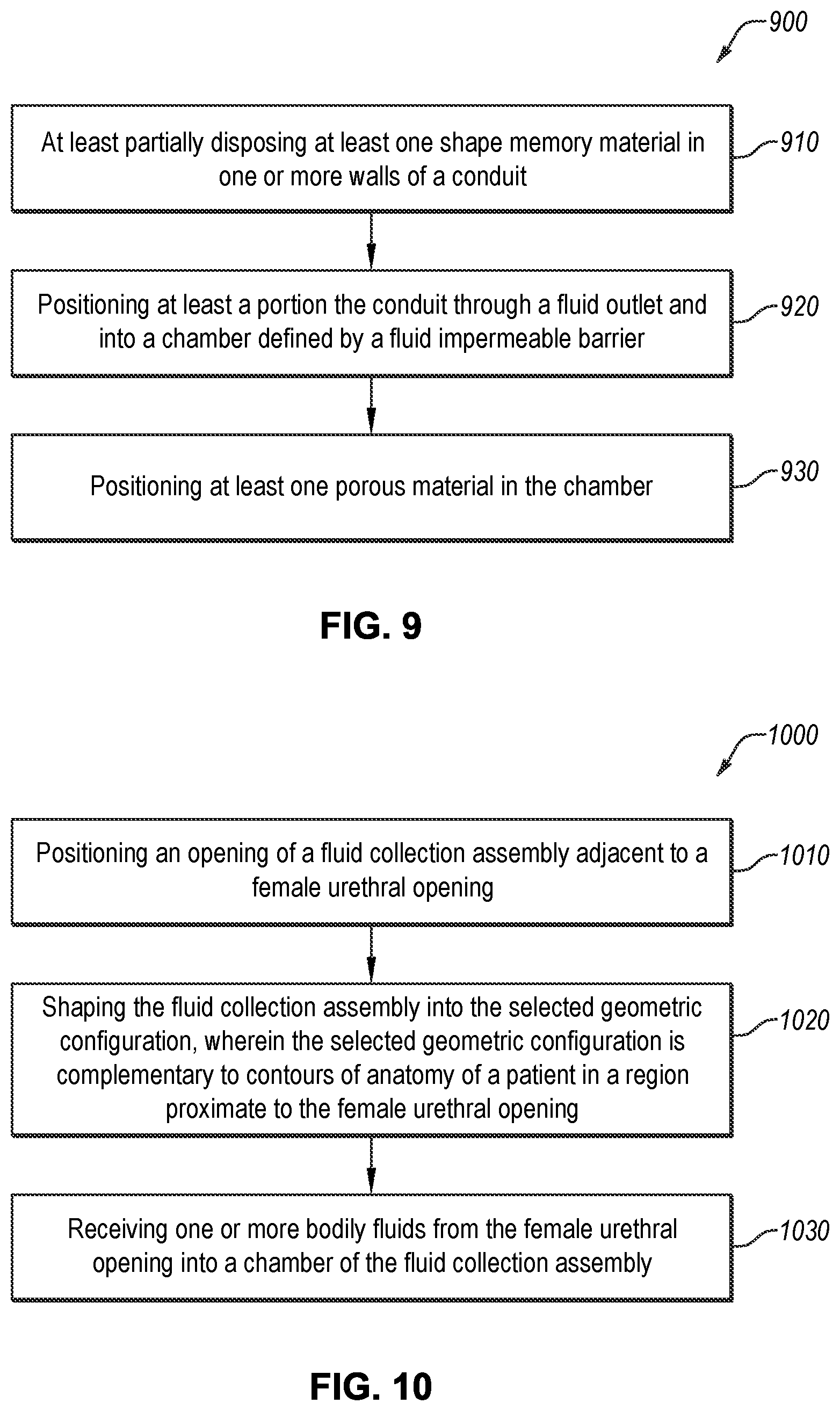 Patent US12569365 Figure 9 – Fluid collection assemblies including at least one shape memory material disposed in the conduit