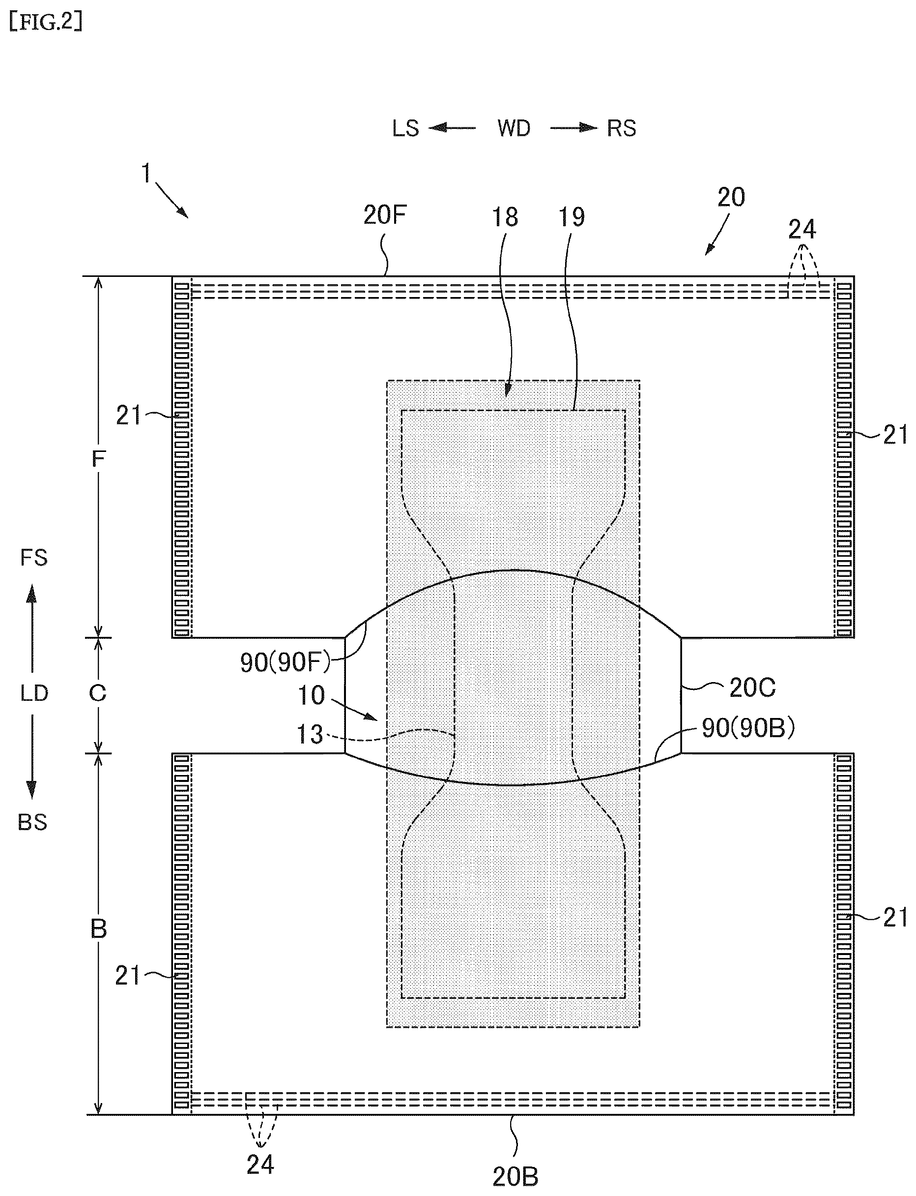 Patent US12569375 Figure 2 – Boxer-shorts-type disposable diaper and method for producing same