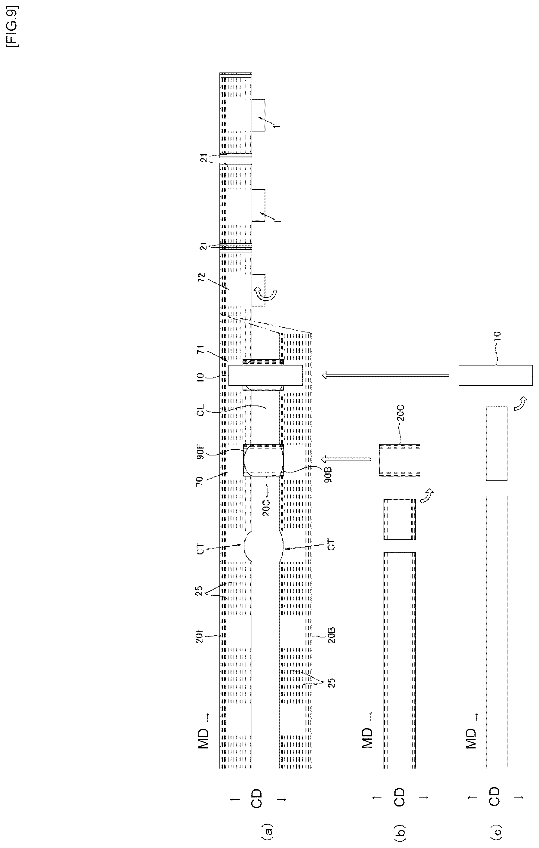 Patent US12569375 Figure 9 – Boxer-shorts-type disposable diaper and method for producing same