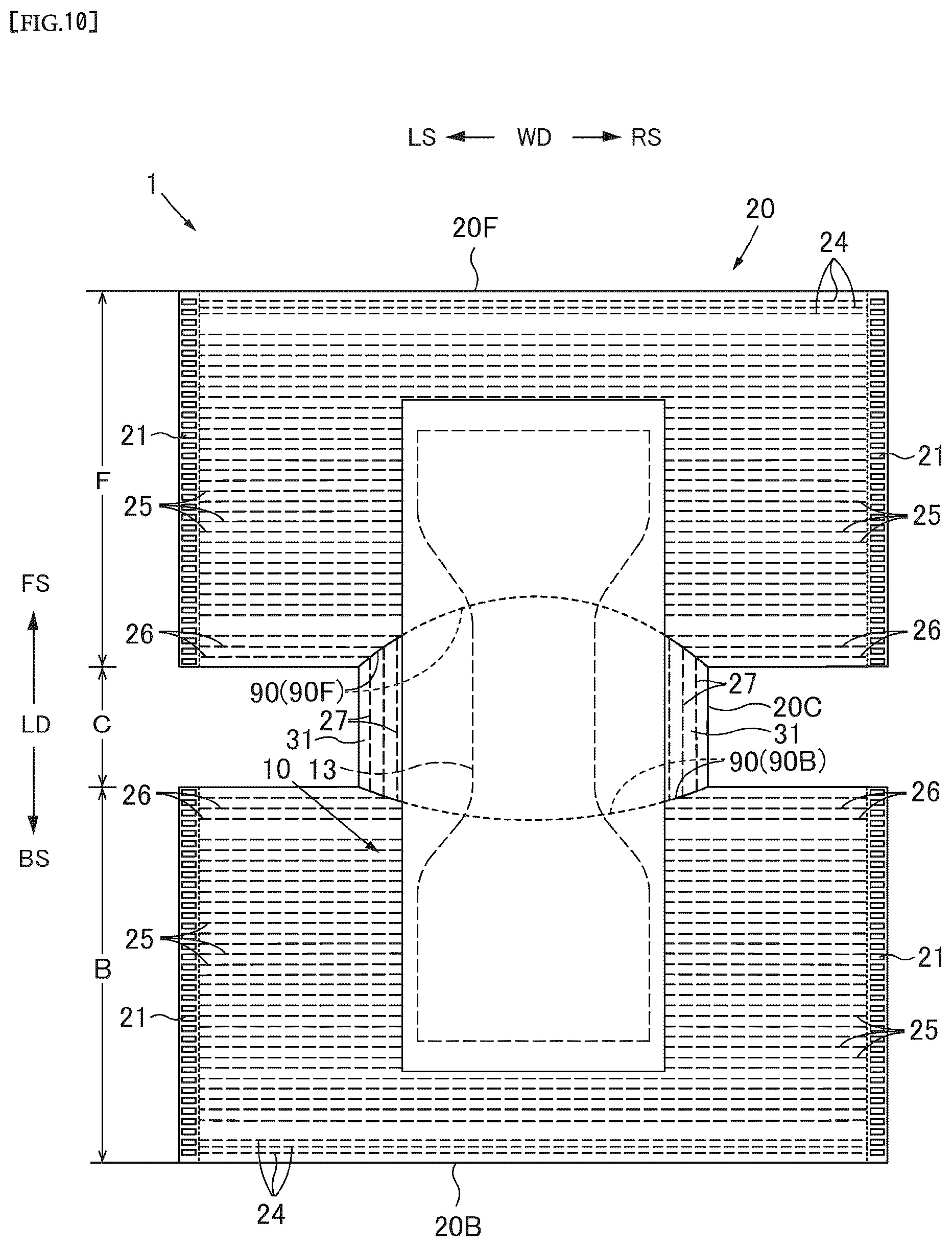Patent US12569375 Figure 10 – Boxer-shorts-type disposable diaper and method for producing same