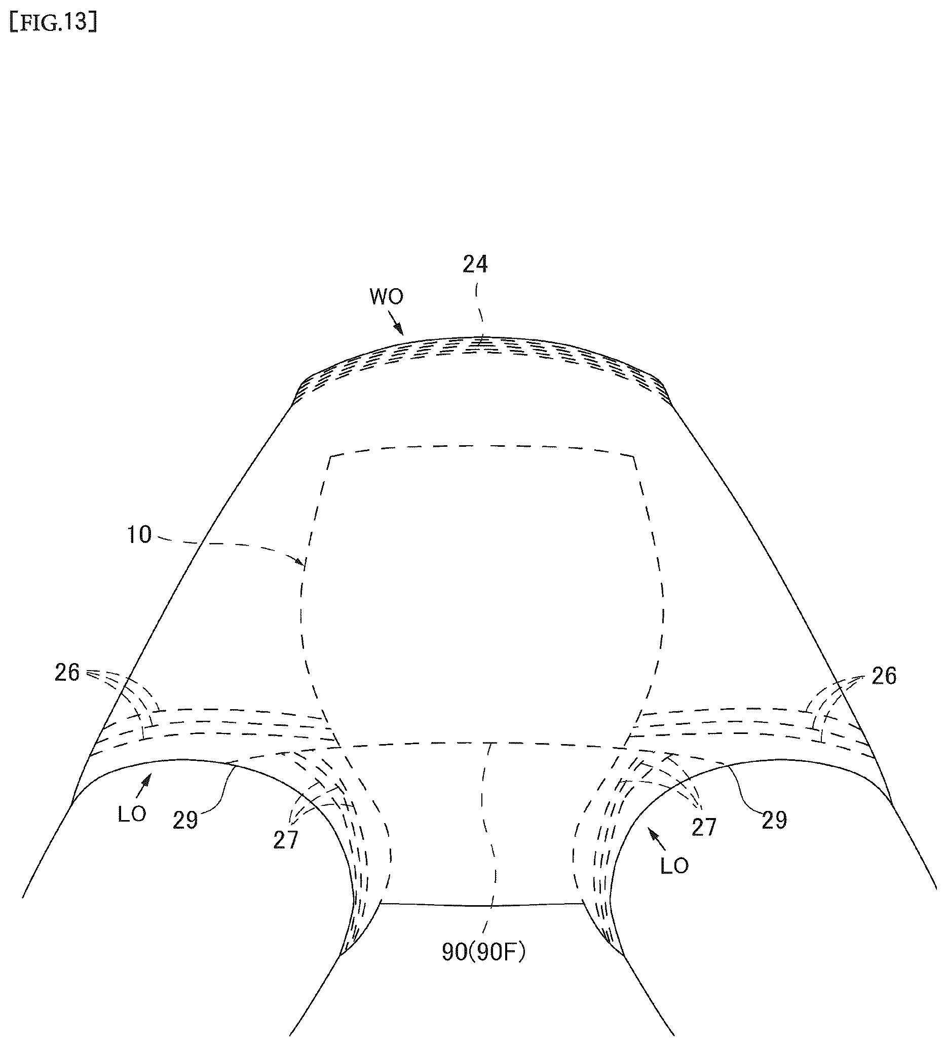 Patent US12569375 Figure 13 – Boxer-shorts-type disposable diaper and method for producing same