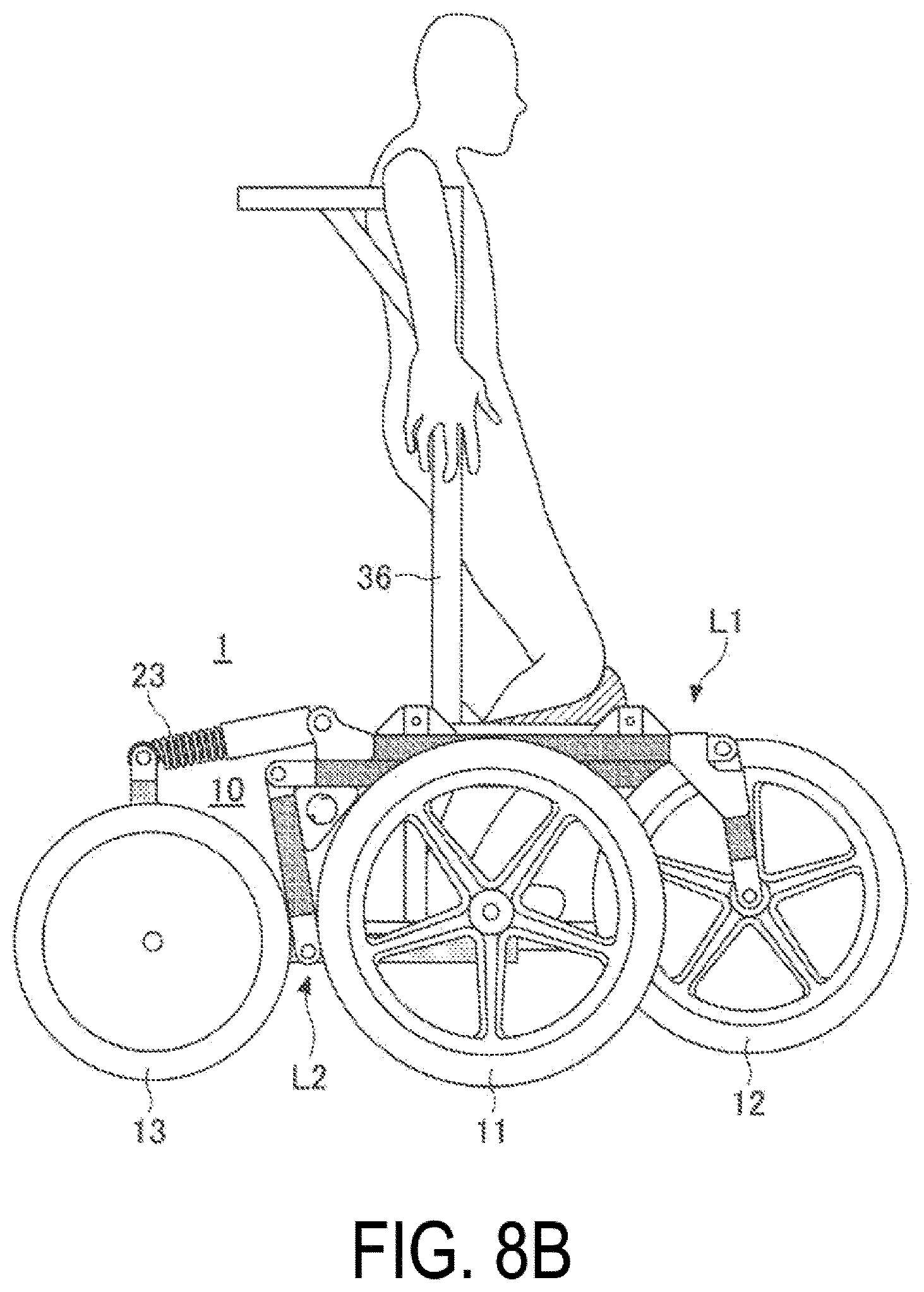 Patent US12569382 Figure 14 – Mobility support device with step climbing mechanism