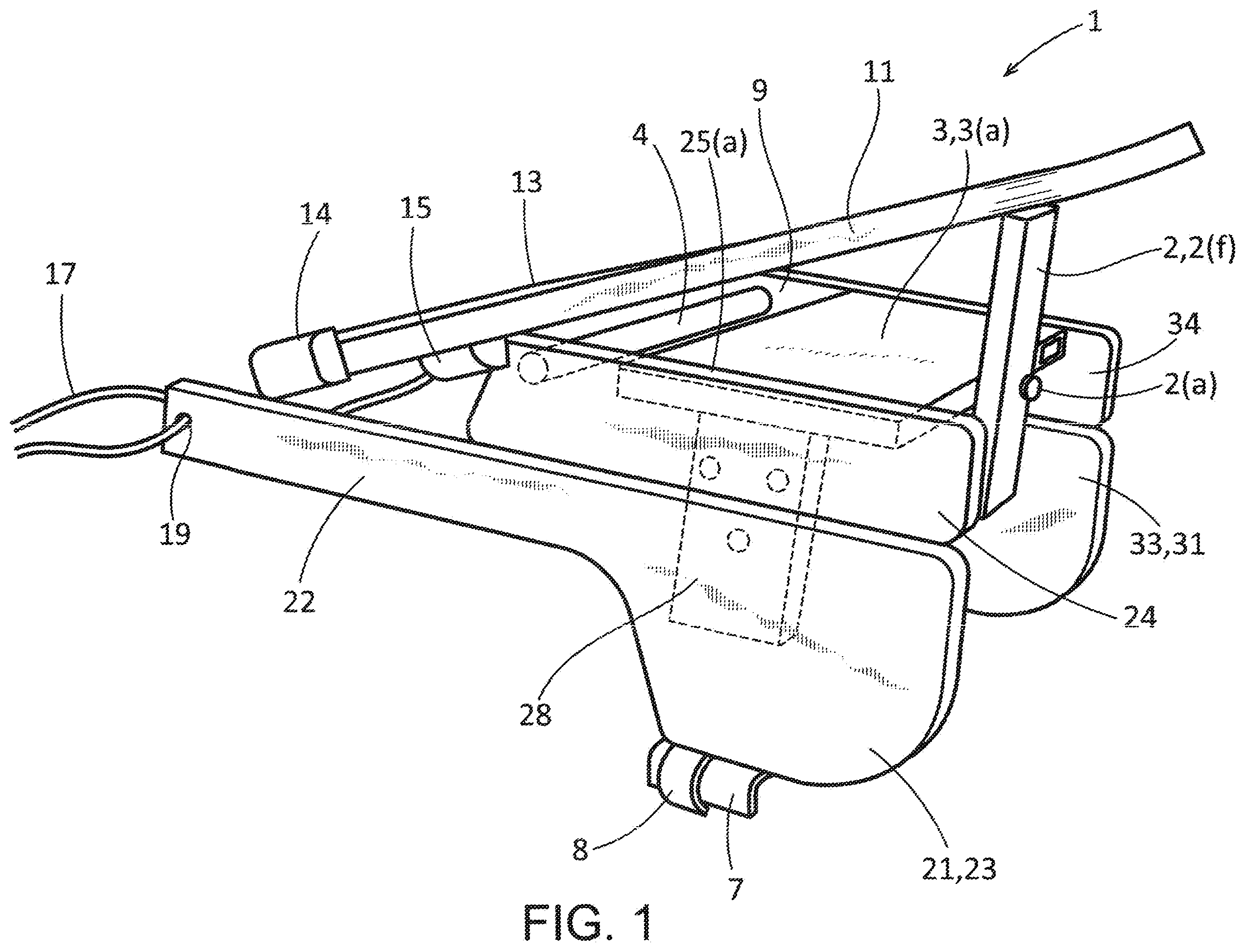 Patent US12569383 Figure 1 – Portable, adjustable wheelchair-mounted table/desk