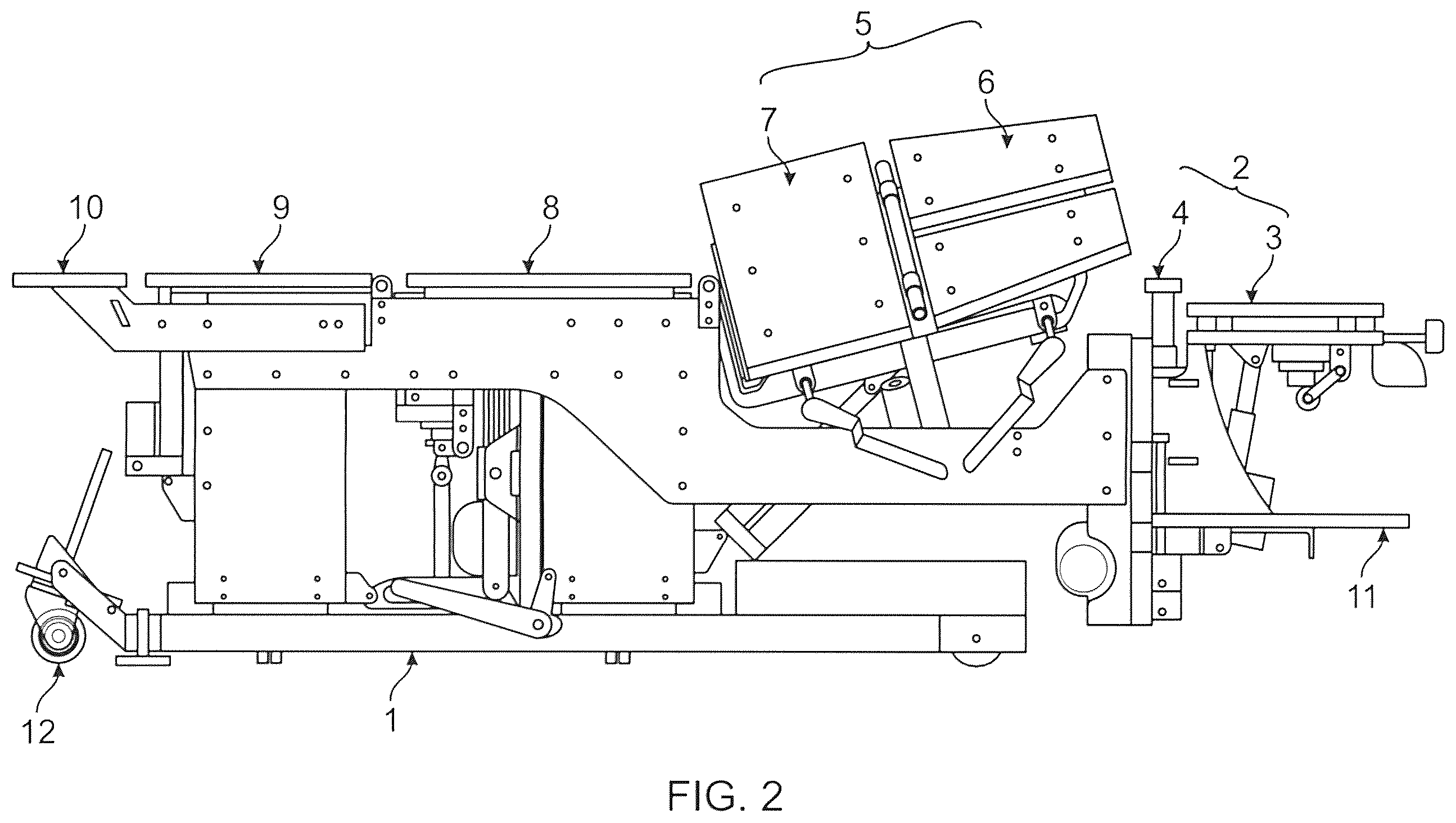 Patent US12569388 Figure 2 – Adjustable table and related methods