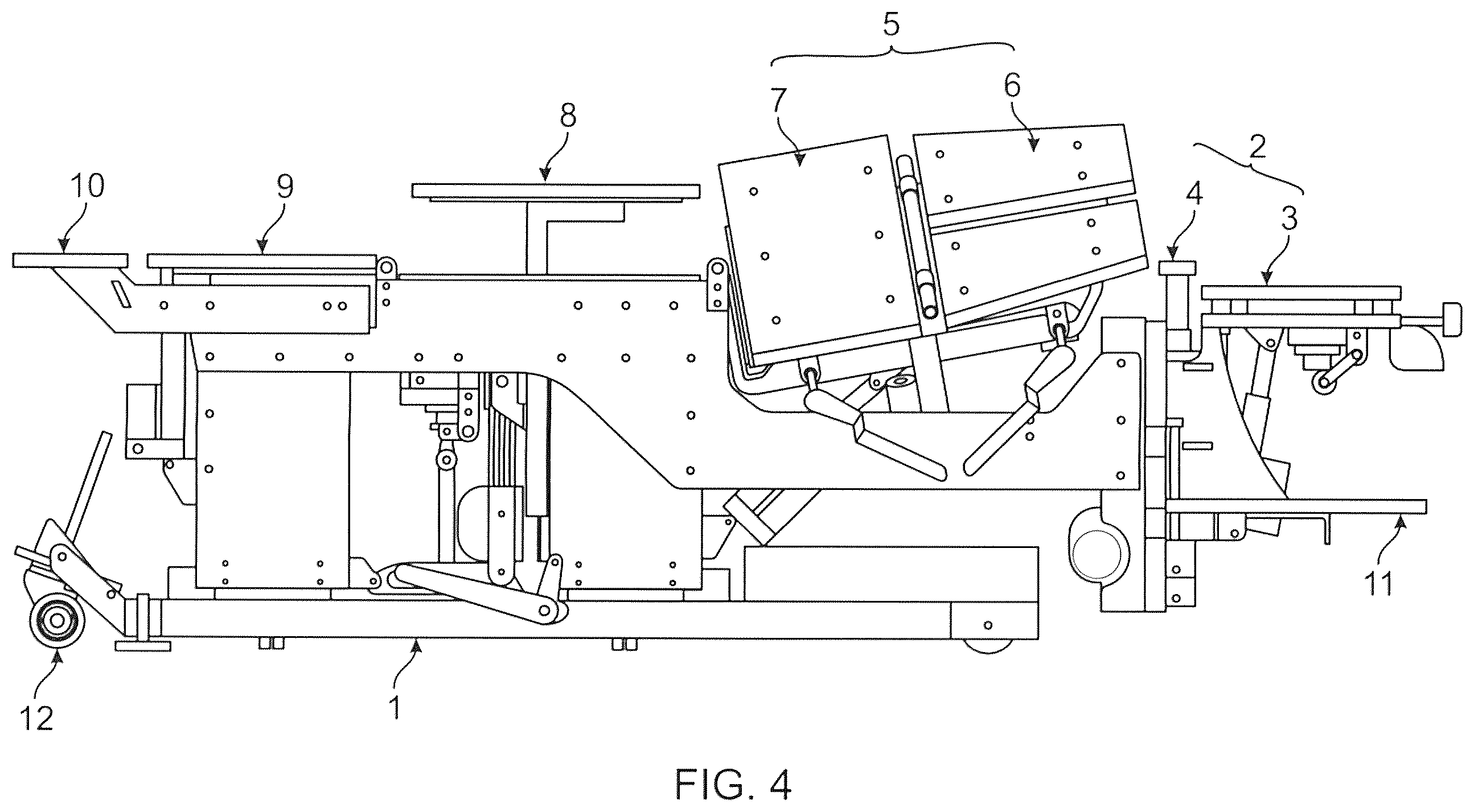 Patent US12569388 Figure 4 – Adjustable table and related methods