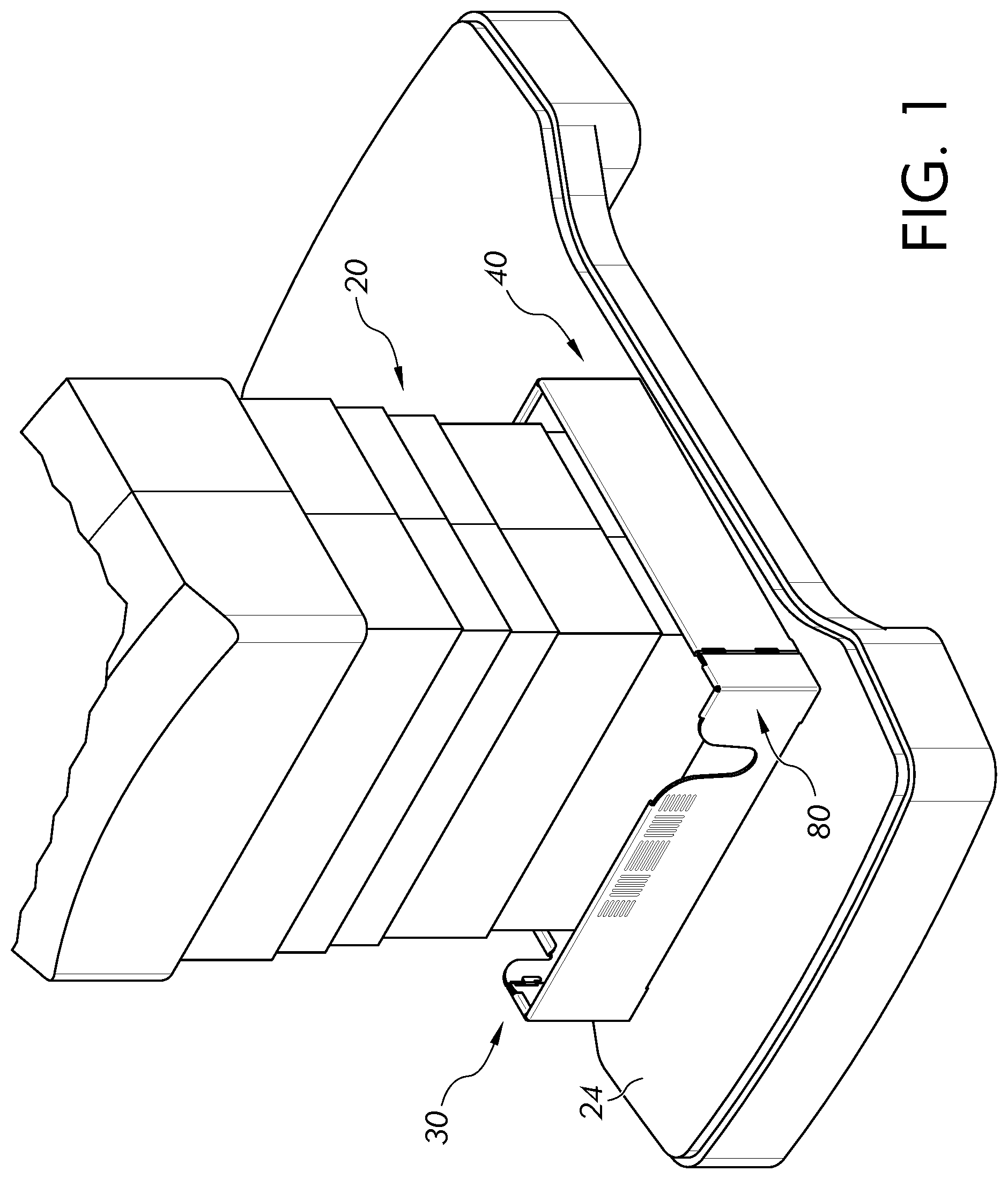 Patent US12569389 Figure 1 – Surgical table cladding protection device