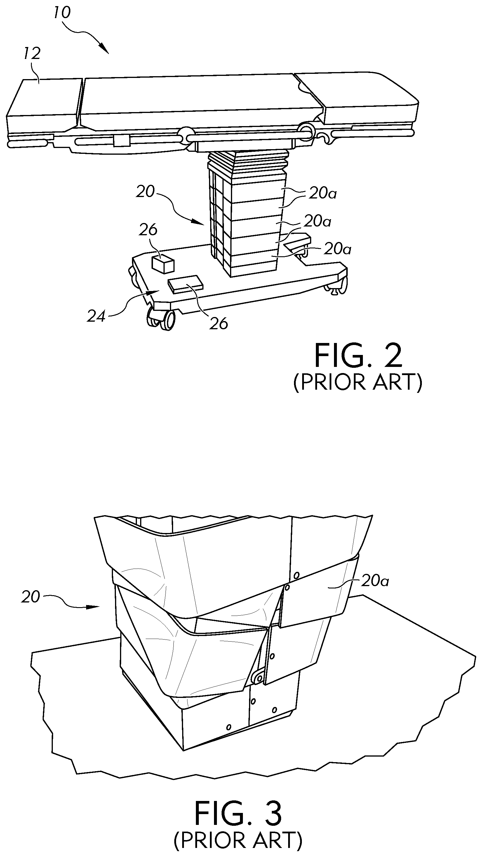 Patent US12569389 Figure 2 – Surgical table cladding protection device