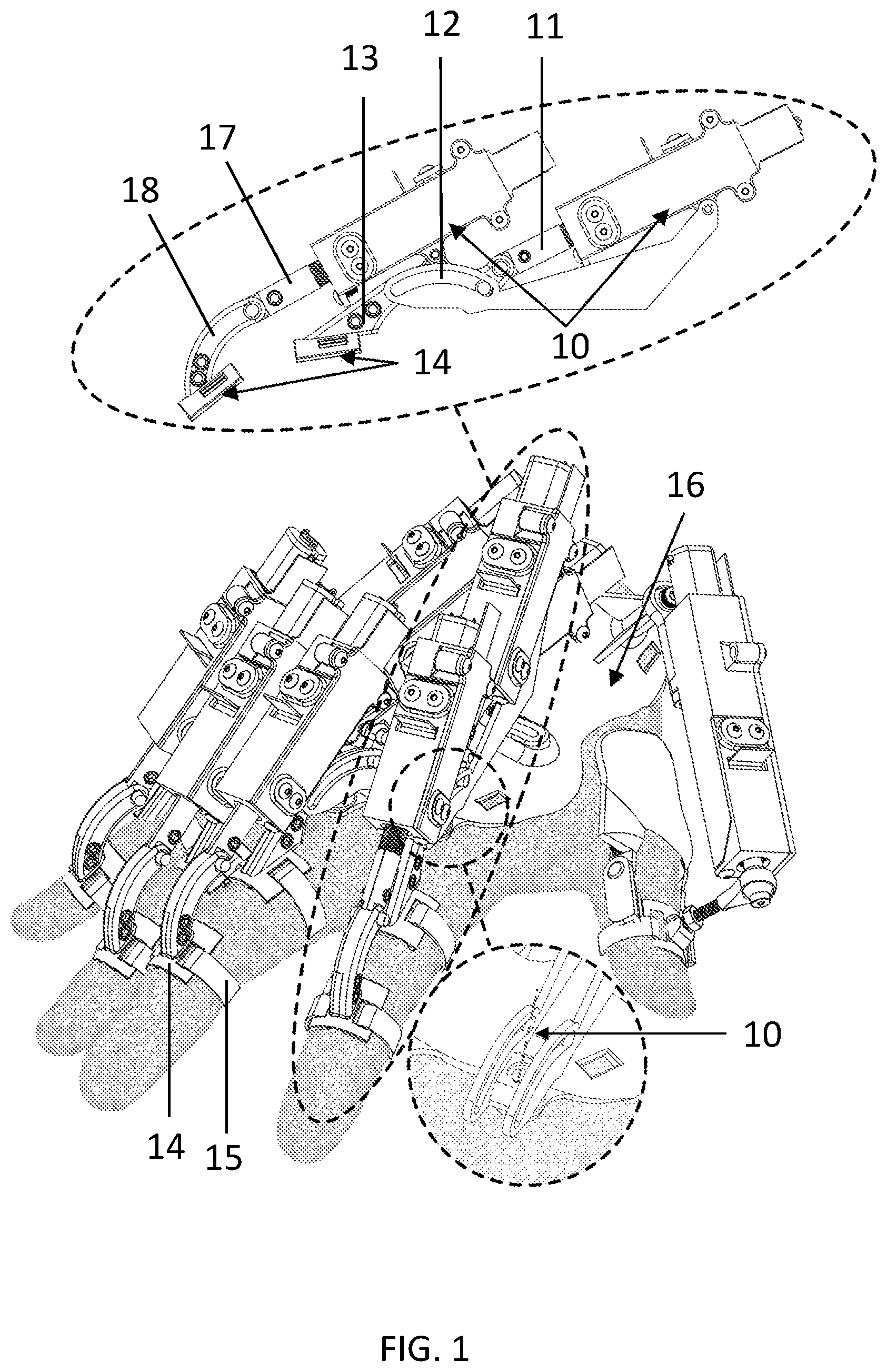 Patent US12569392 Figure 1 – Intelligent hand exoskeleton with grasping assistance