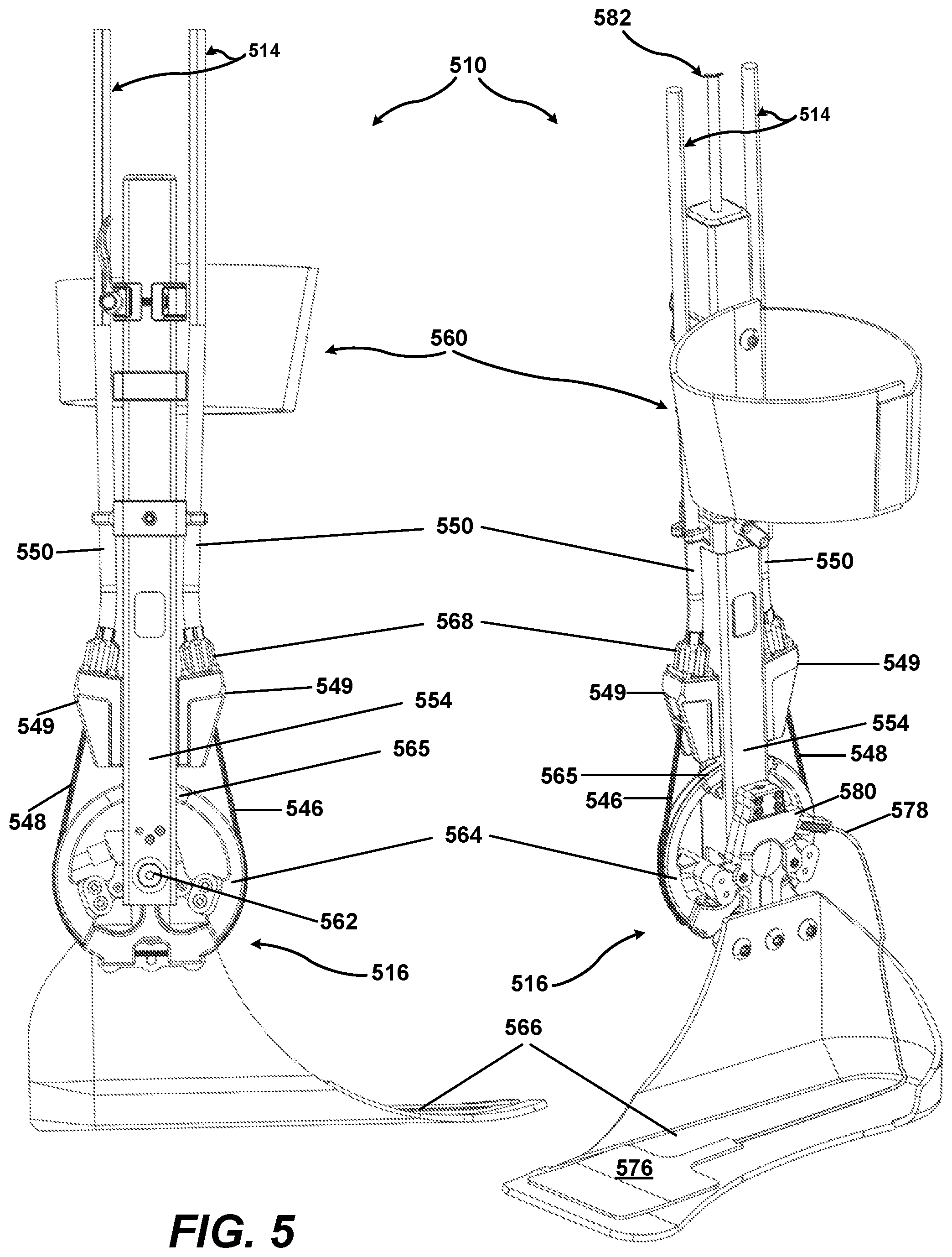 Patent US12569393 Figure 5 – Cable-actuated, kinetically-balanced, parallel torque transfer exoskeleton joint actuator with or without strain sensing