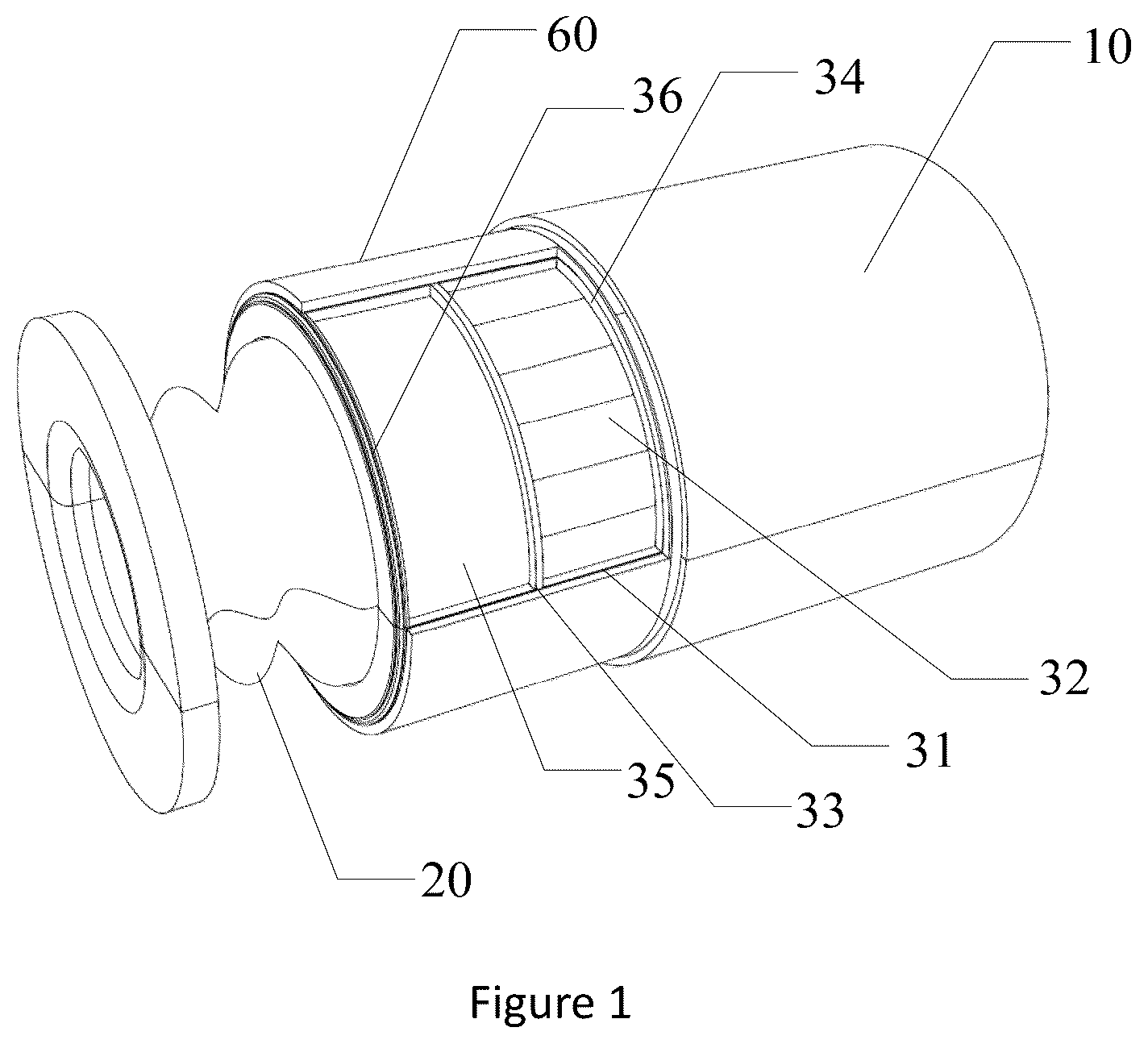Patent US12569394 Figure 1 – Reciprocating linear movement massaging apparatus