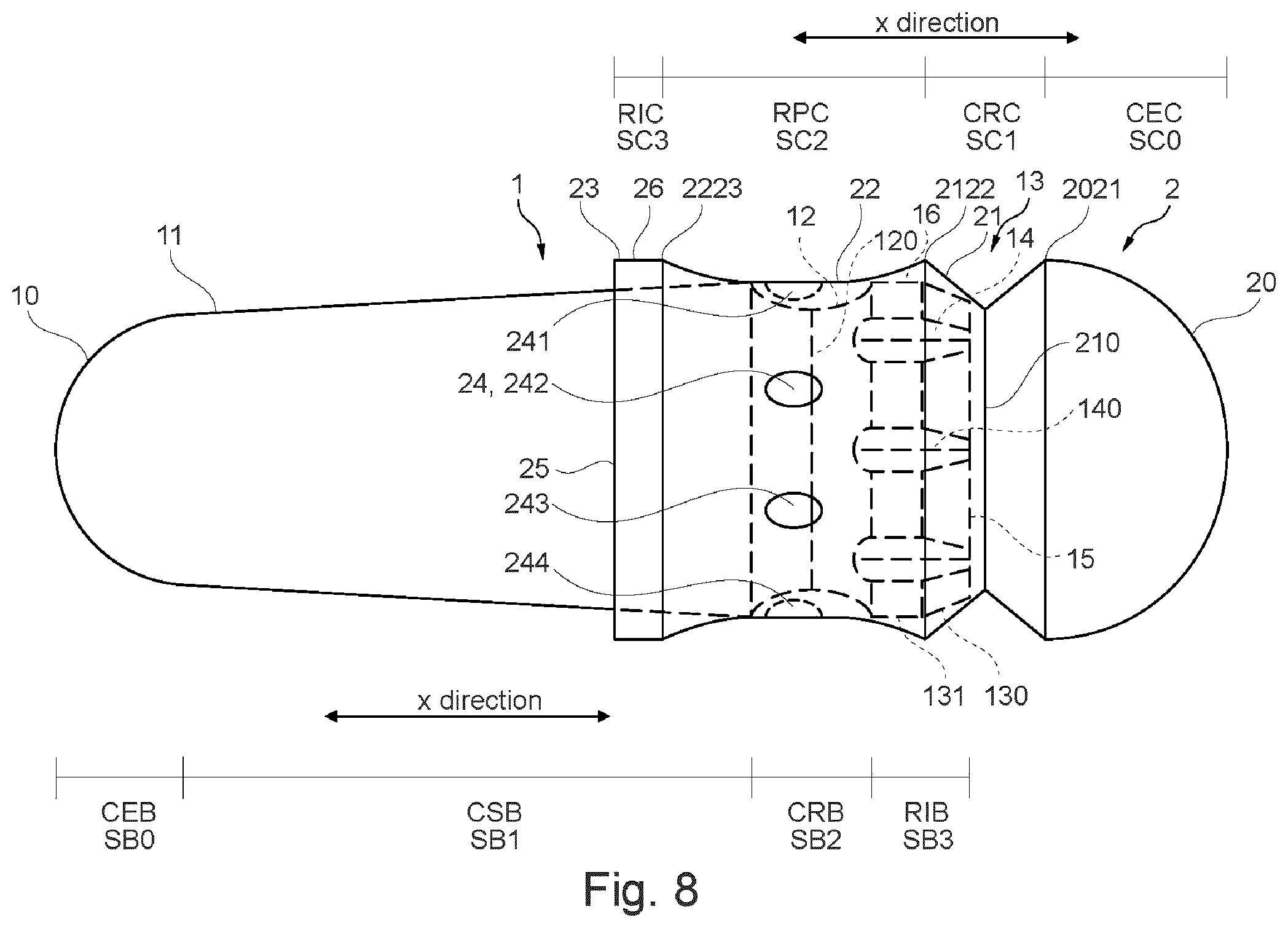 Patent US12569403 Figure 8 – Capsule with reduced powder leakage