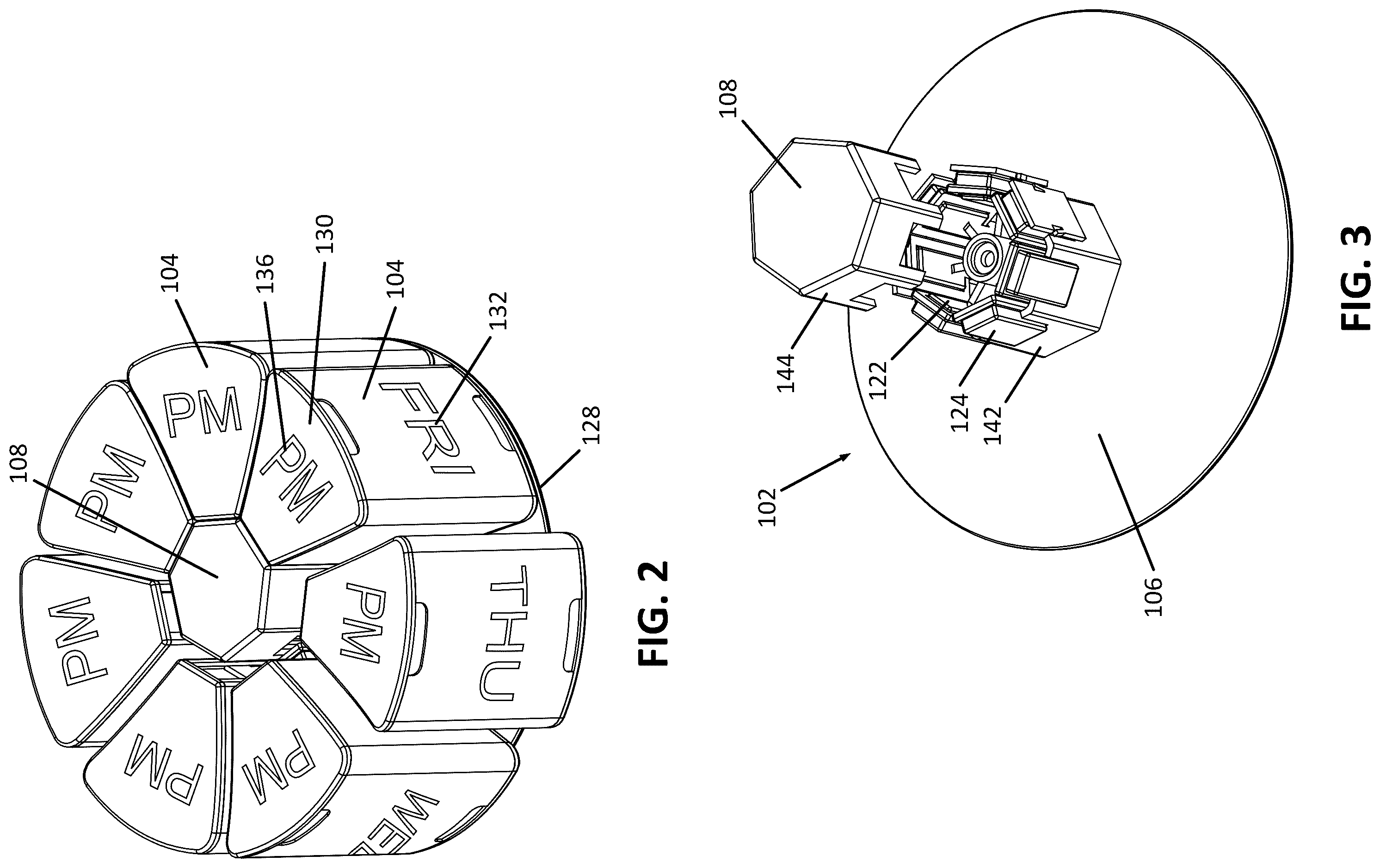 Patent US12569406 Figure 2 – AM/PM multi-day pill container