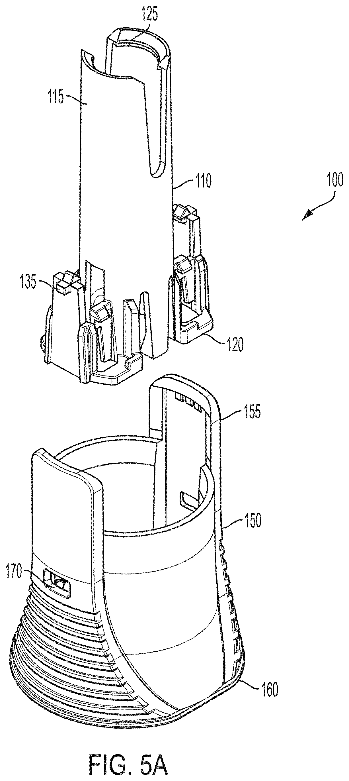 Patent US12569625 Figure 8 – Rigid needle shield remover with drop test feature for autoinjector