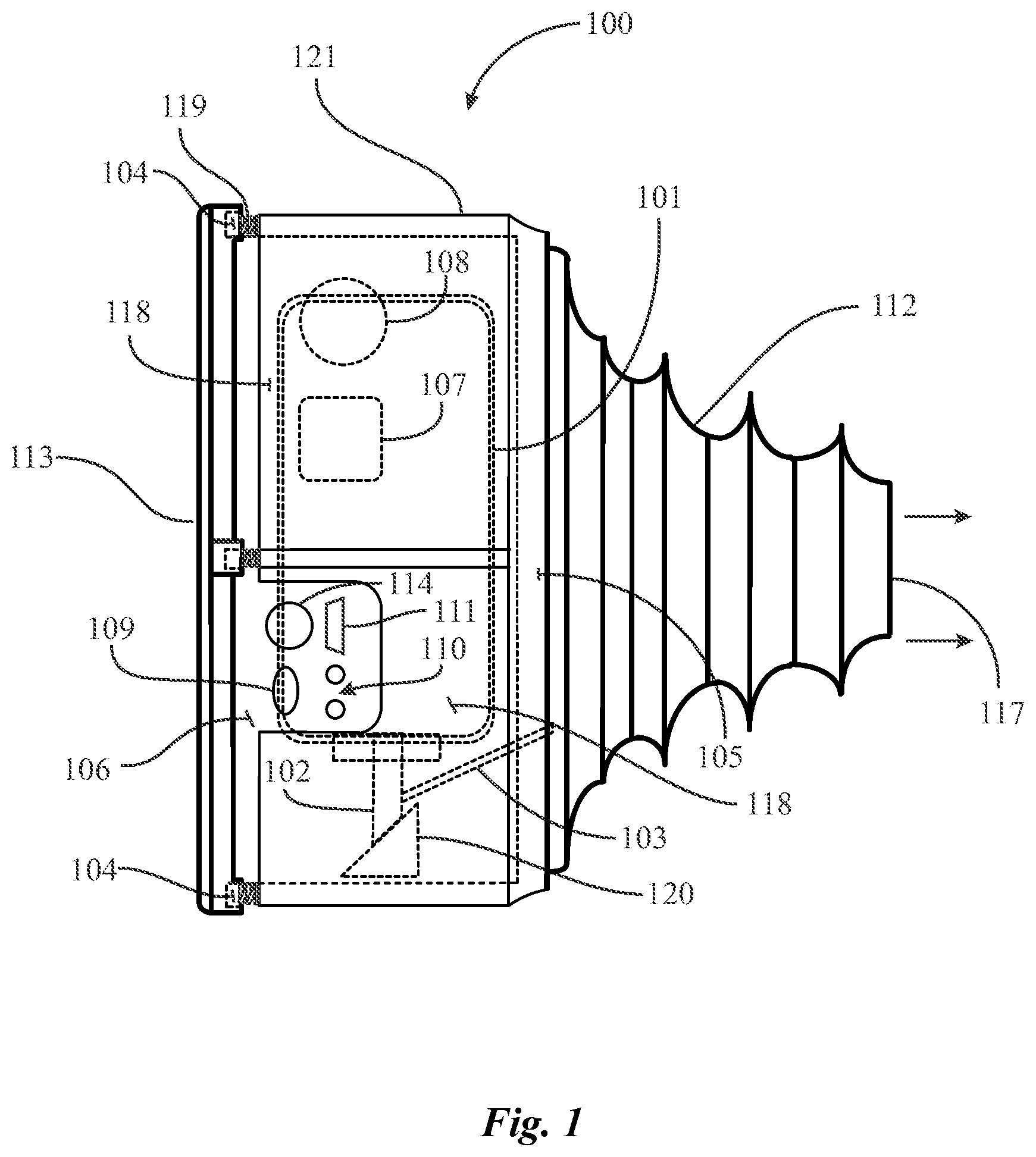 Patent US12569630 Figure 1 – Metered dose inhaler with mouthpiece extension