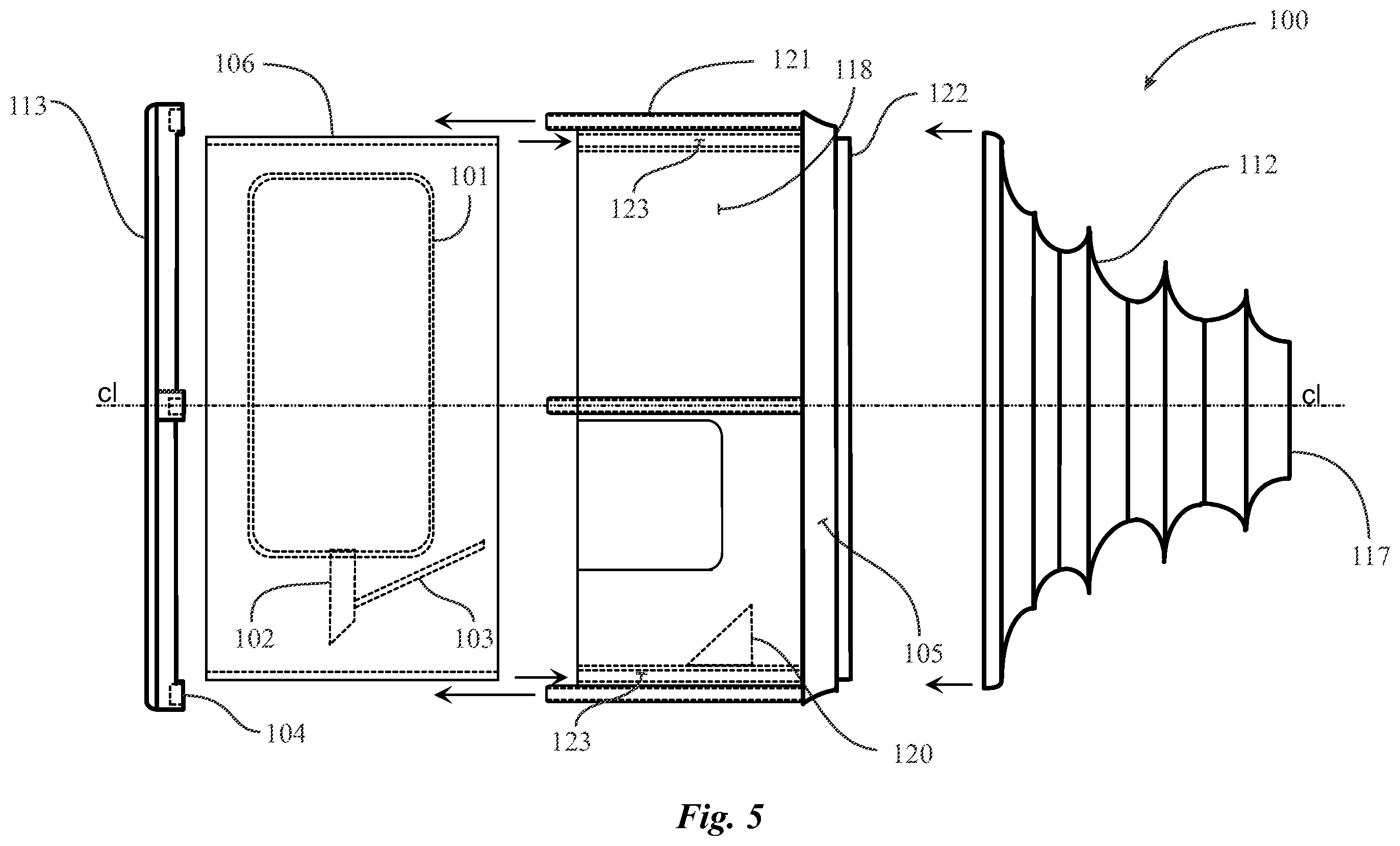 Patent US12569630 Figure 5 – Metered dose inhaler with mouthpiece extension