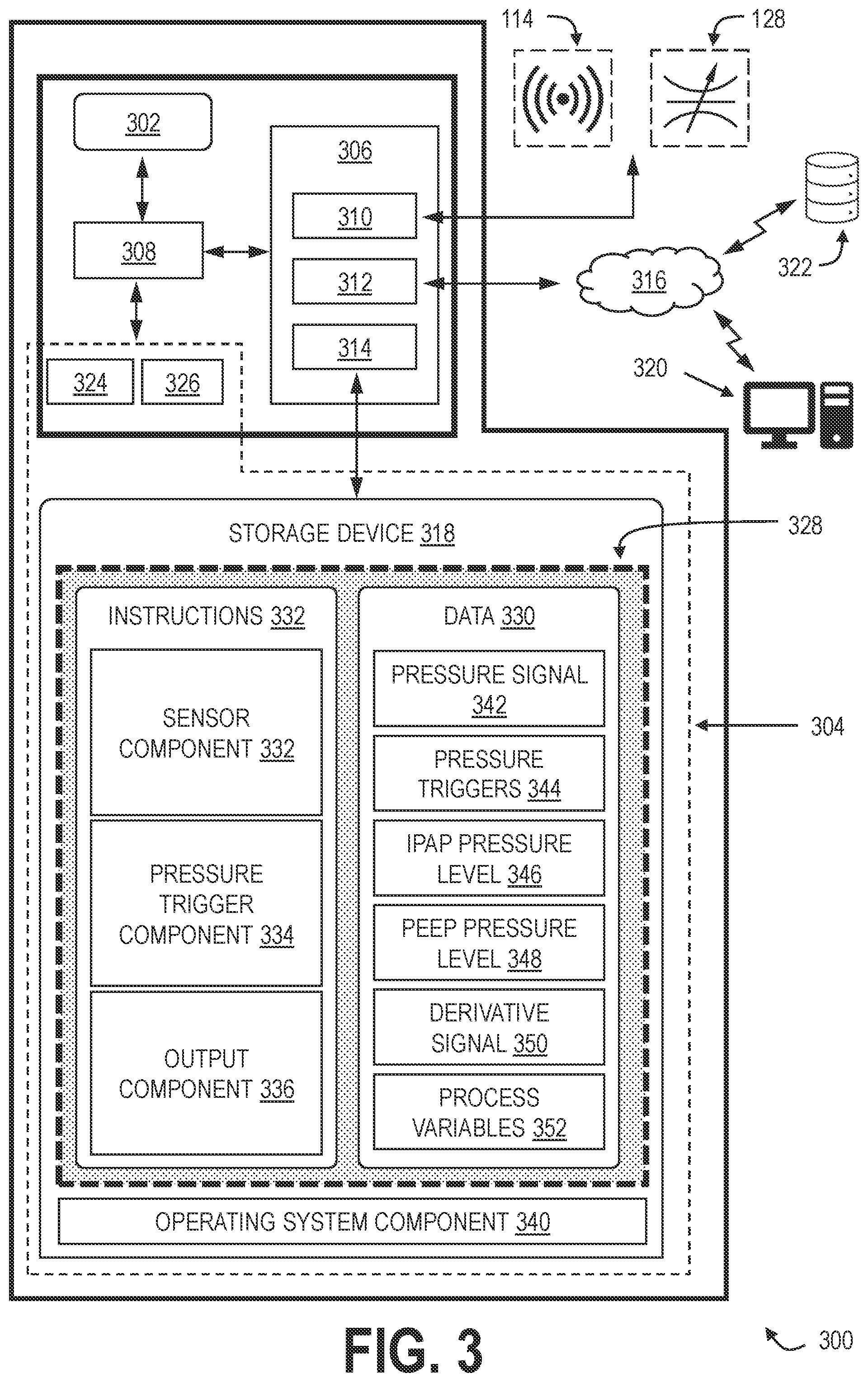 Patent US12569635 Figure 3 – Systems and methods for controlling pressure support devices