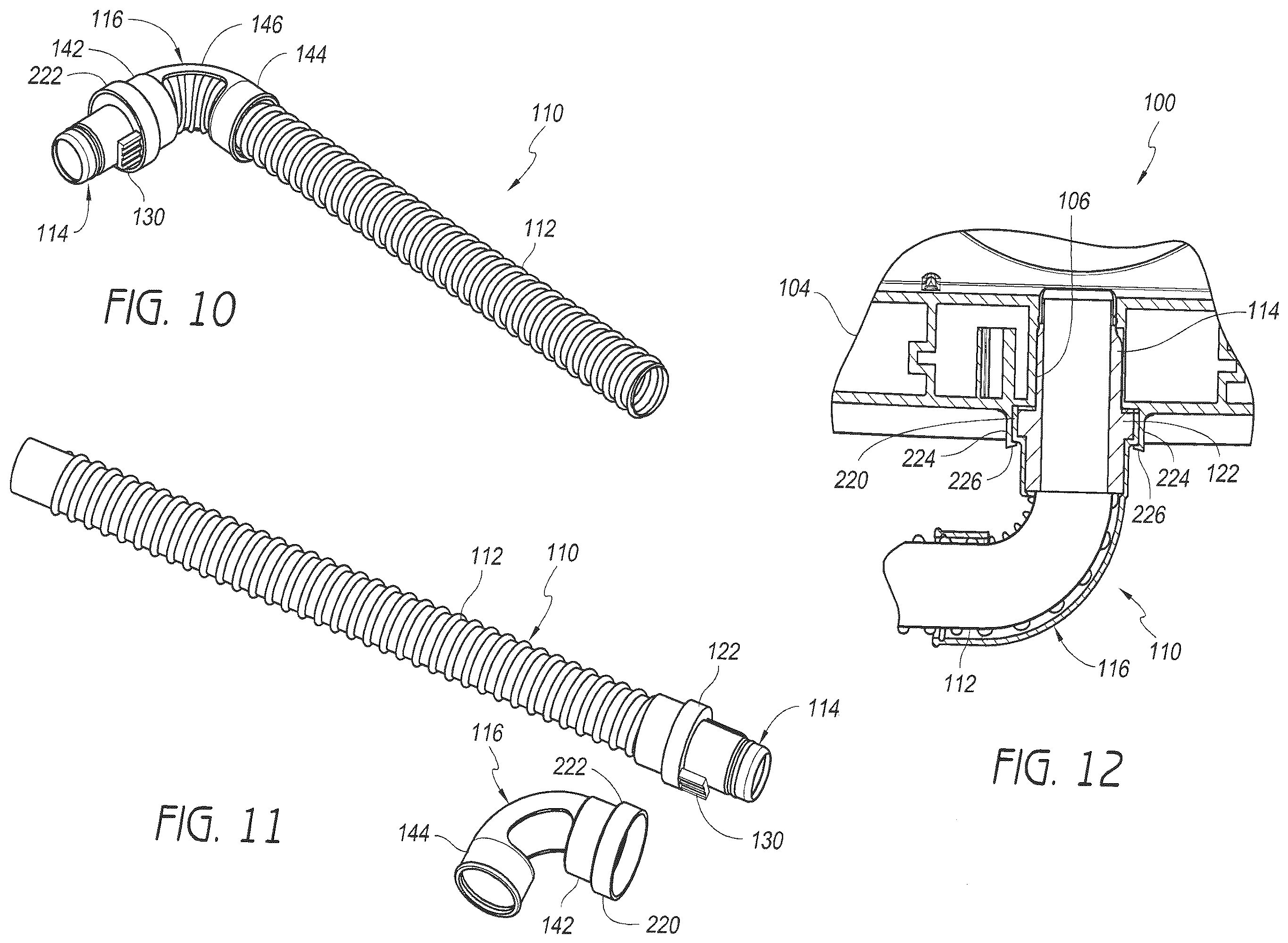 Patent US12569637 Figure 6 – Breathing tube assemblies with adjustable elbow