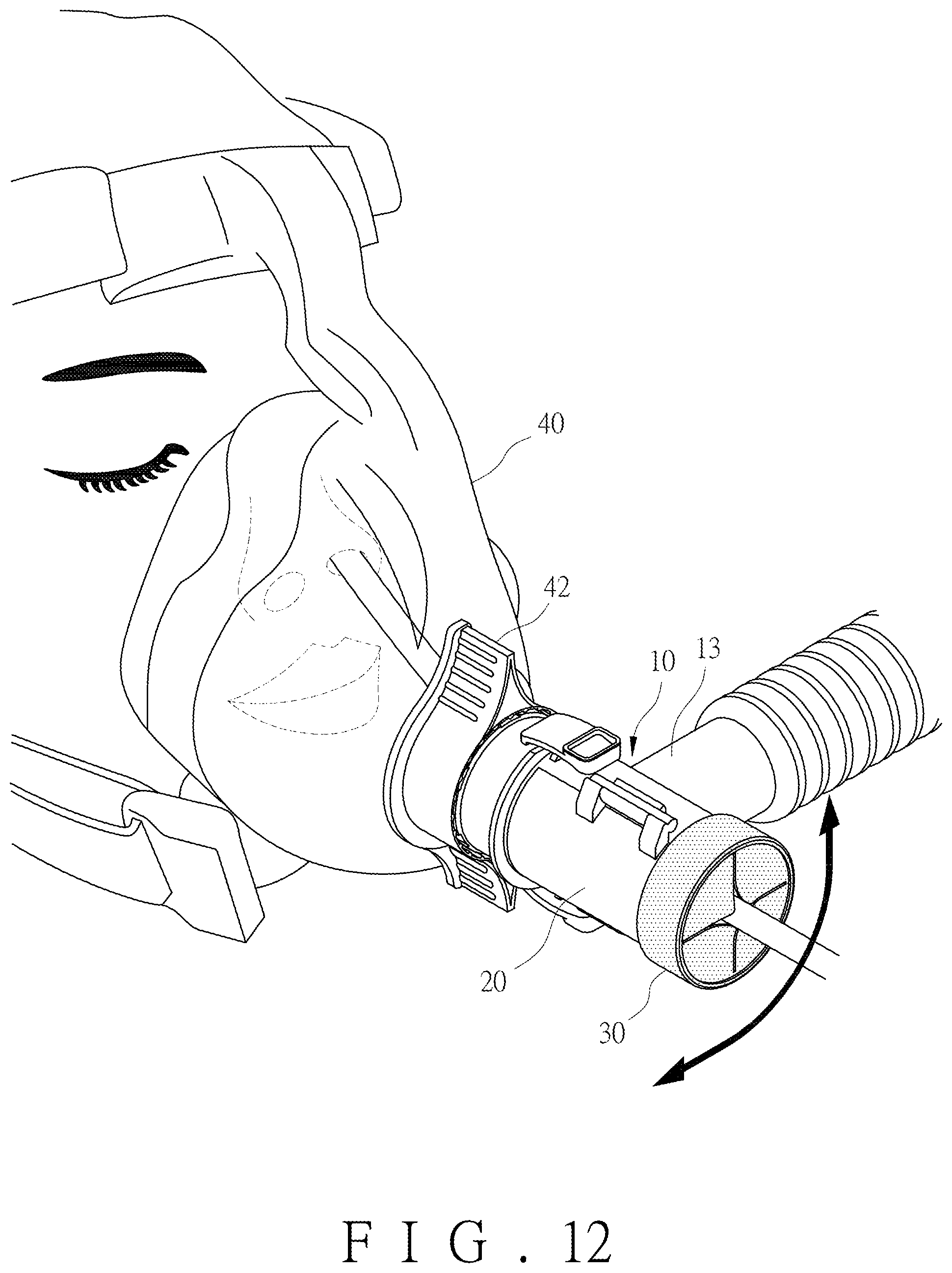 Patent US12569638 Figure 12 – Ventilator mask and joint thereof