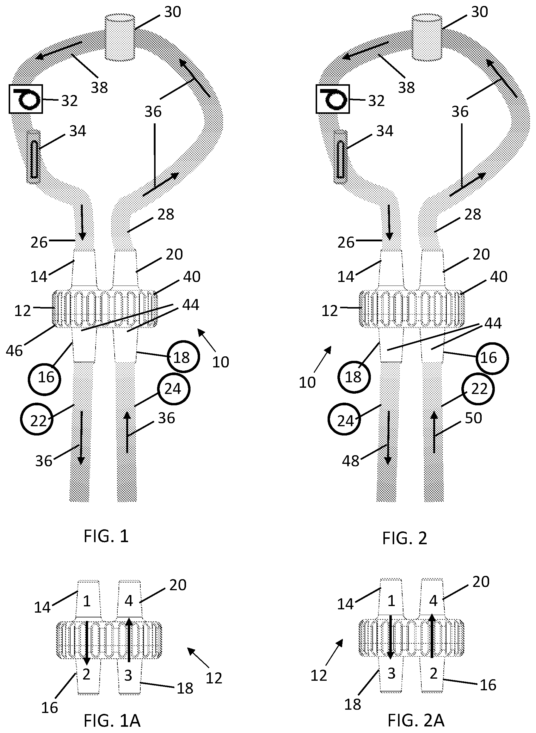 Patent US12569664 Figure 1 – Flow-reversing valve, and associated hyperthermia treatment method and system