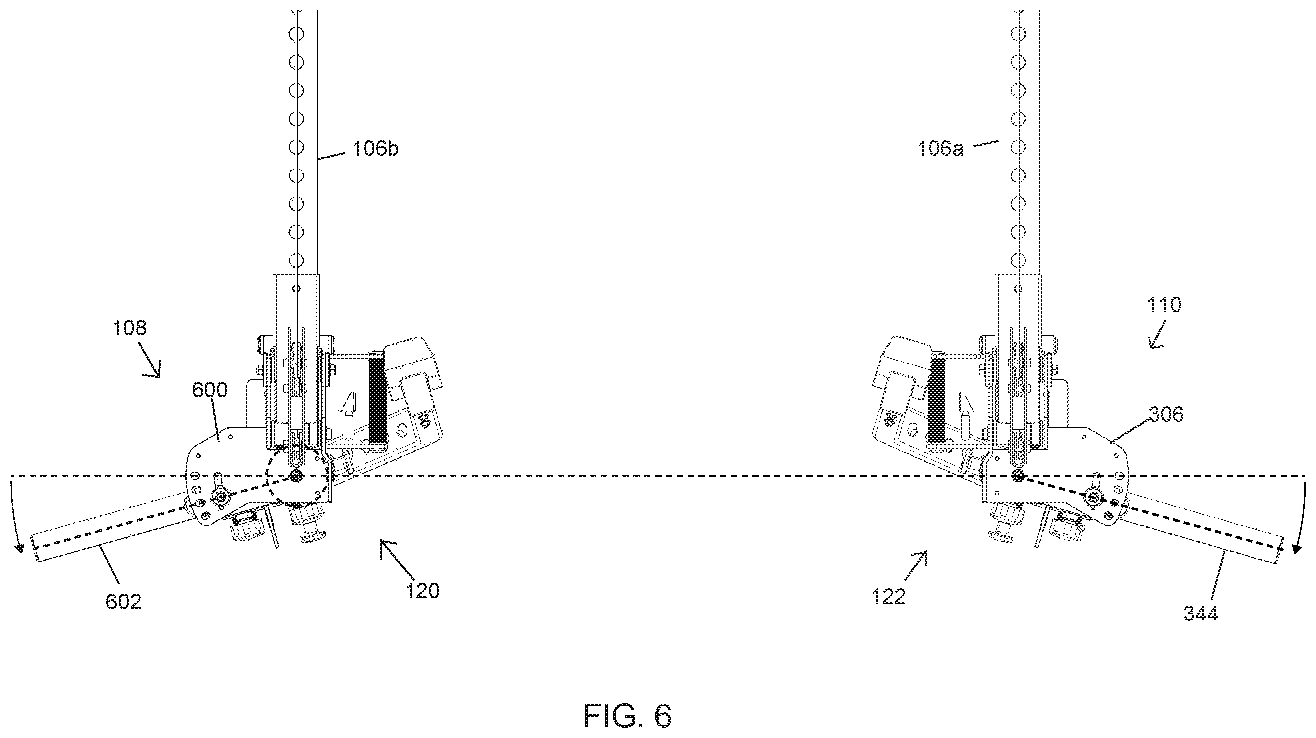 Patent US12569711 Figure 6 – Lever jammer arm exercise machine with a lever jammer arm assembly and dual arm mechanism