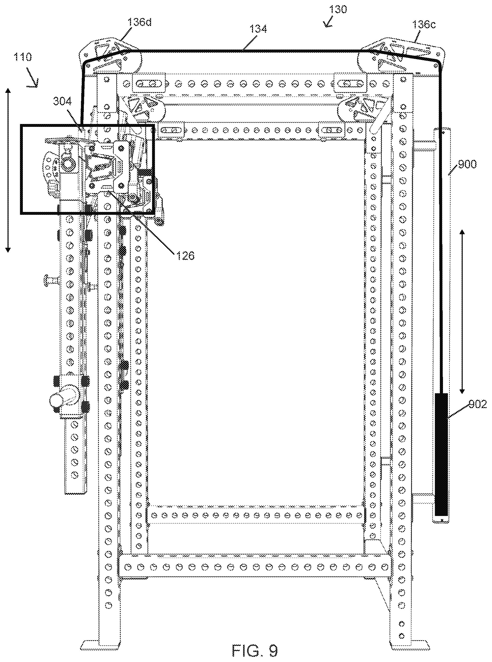 Patent US12569711 Figure 9 – Lever jammer arm exercise machine with a lever jammer arm assembly and dual arm mechanism