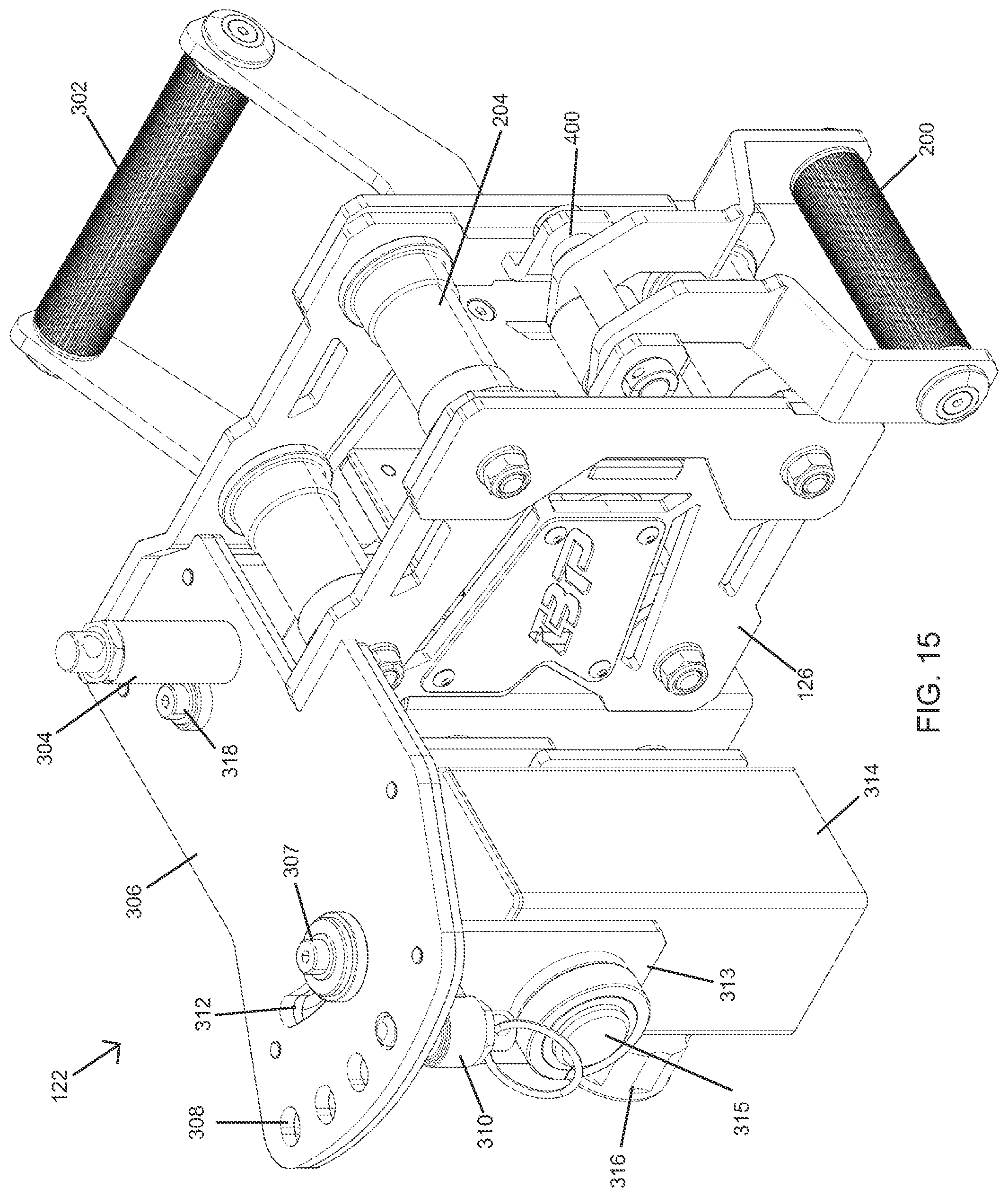Patent US12569711 Figure 15 – Lever jammer arm exercise machine with a lever jammer arm assembly and dual arm mechanism