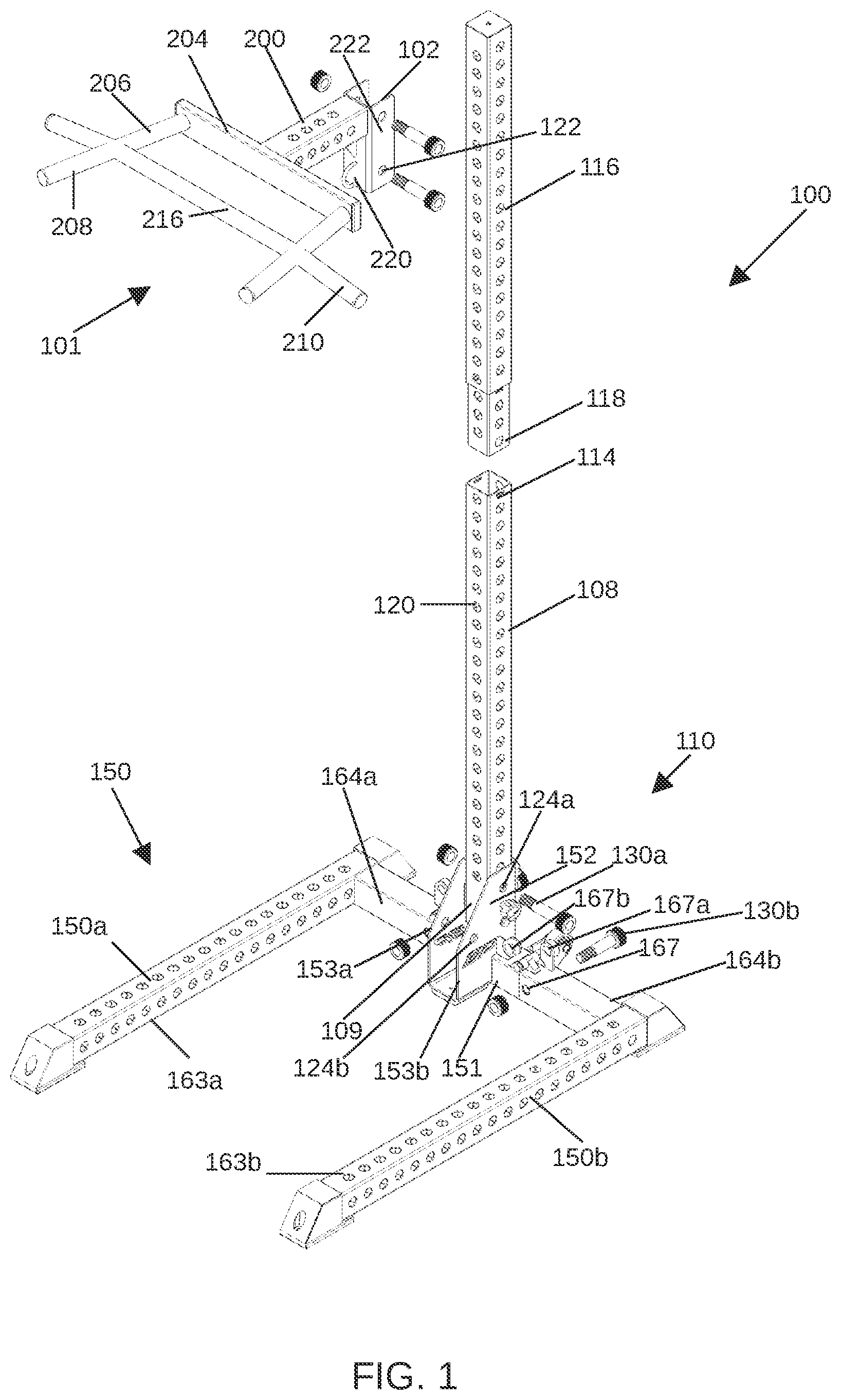 Patent US12569717 Figure 1 – Exercise stand for an attachment