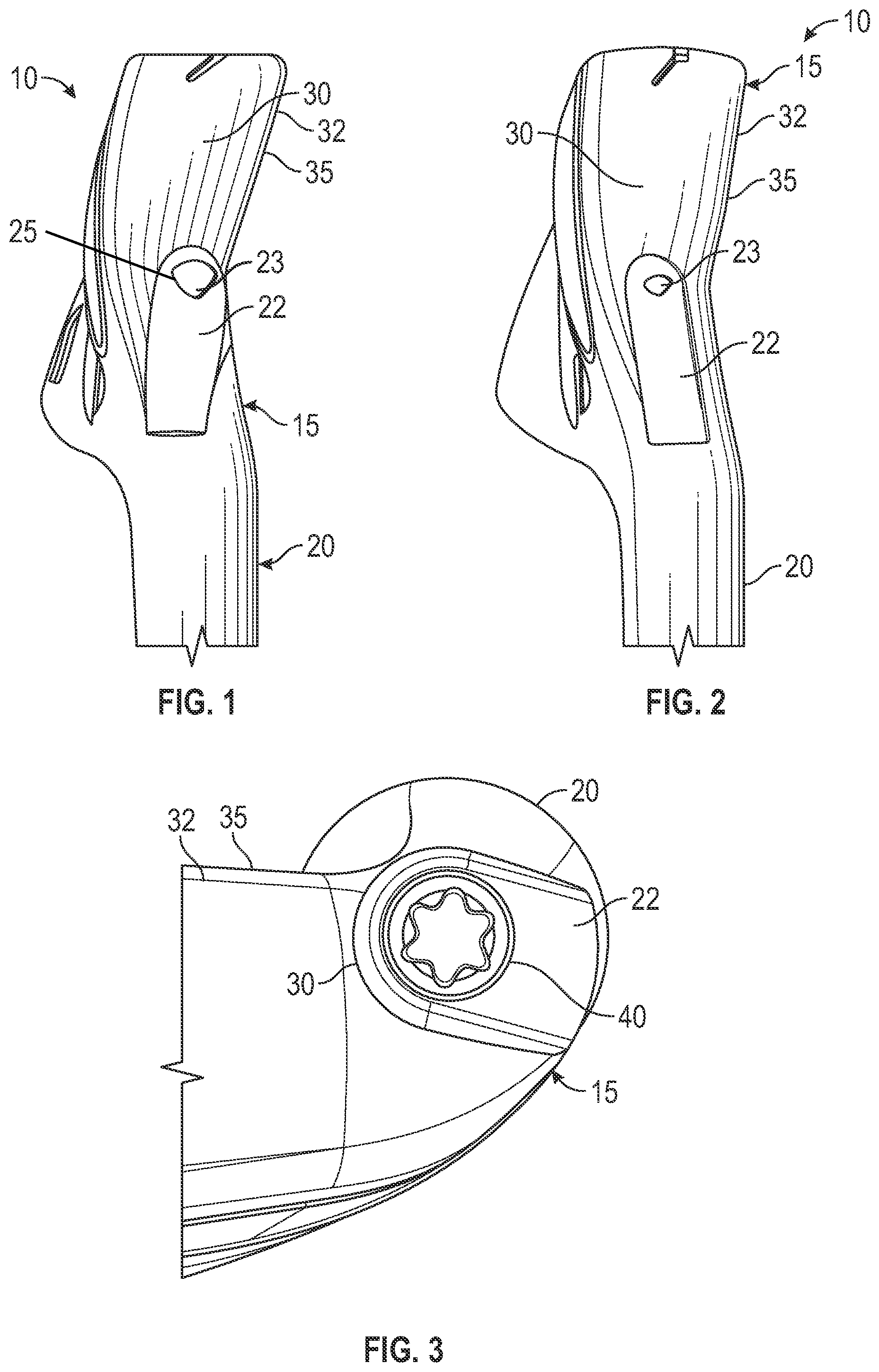 Patent US12569725 Figure 1 – Iron-type golf club head with improved exit channel for hosel adjustability features