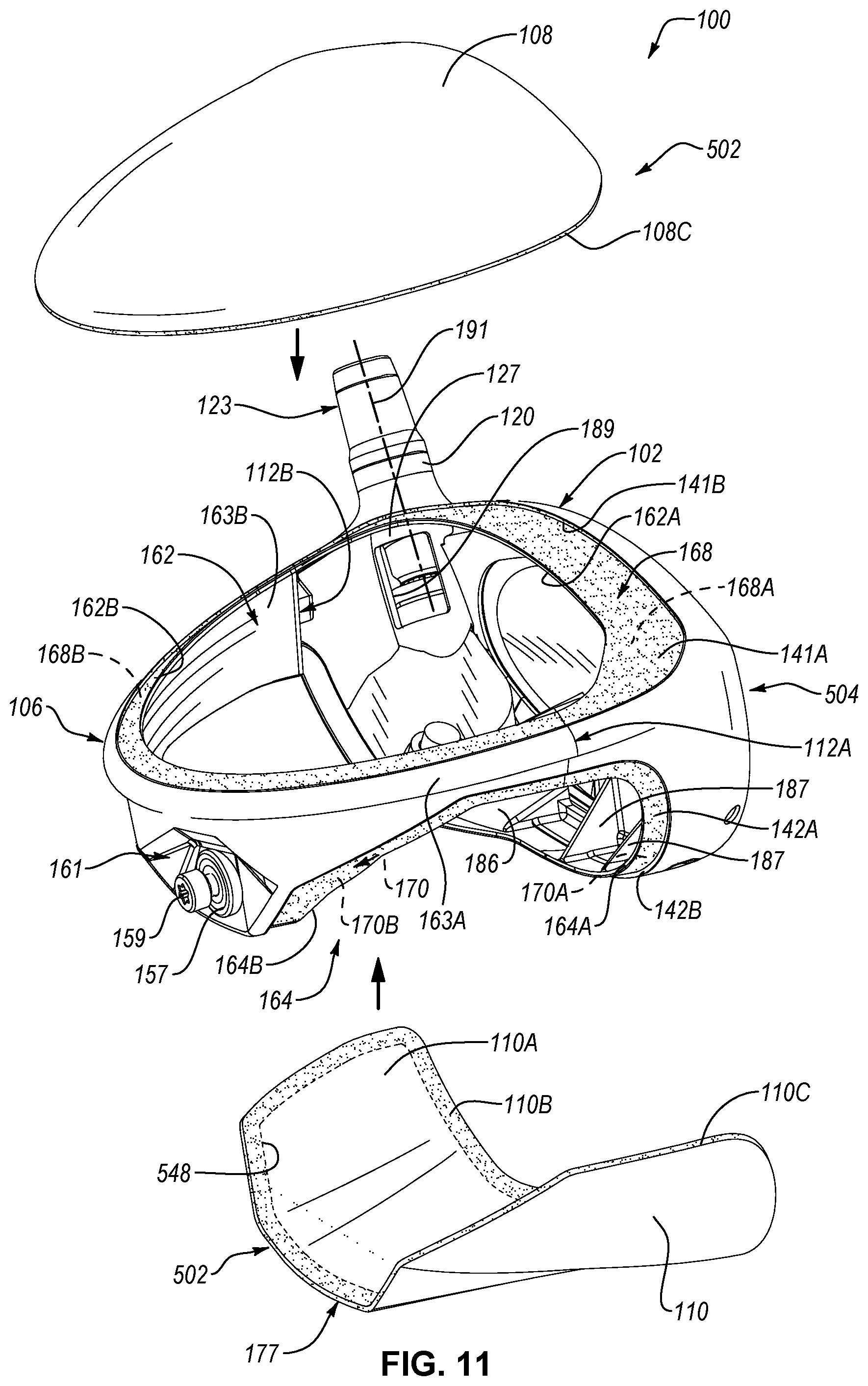 Patent US12569727 Figure 8 – Multi-piece golf club head