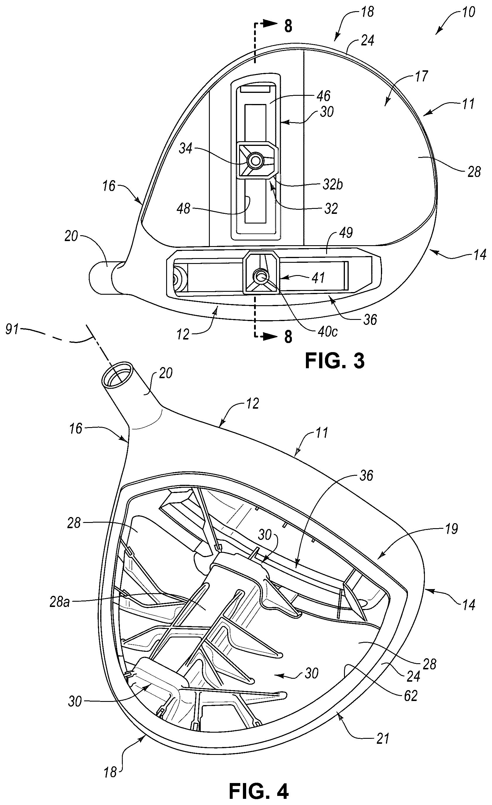 Patent US12569728 Figure 3 – Golf club including composite material with color coated fibers and methods of making the same