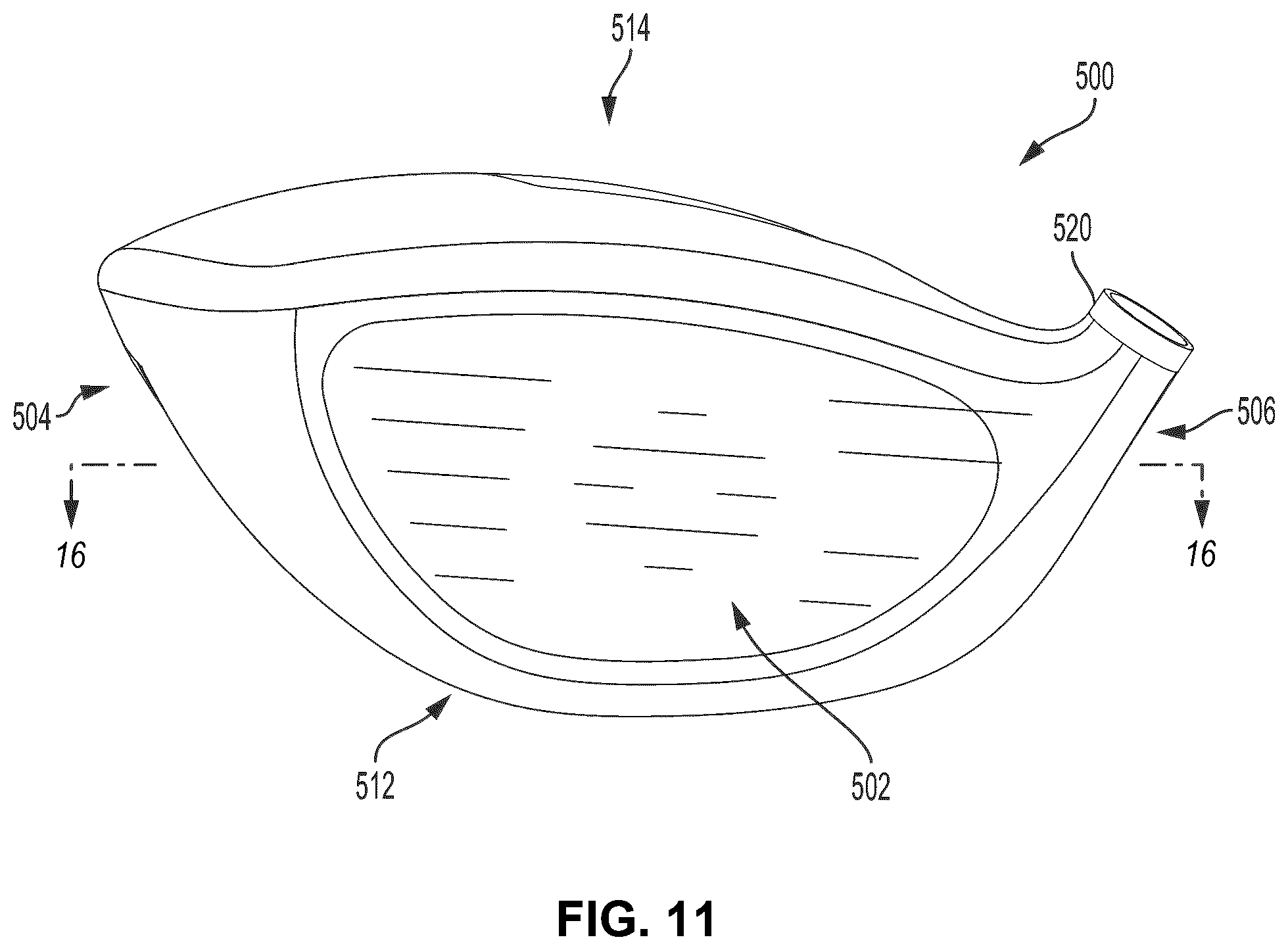 Patent US12569728 Figure 8 – Golf club including composite material with color coated fibers and methods of making the same