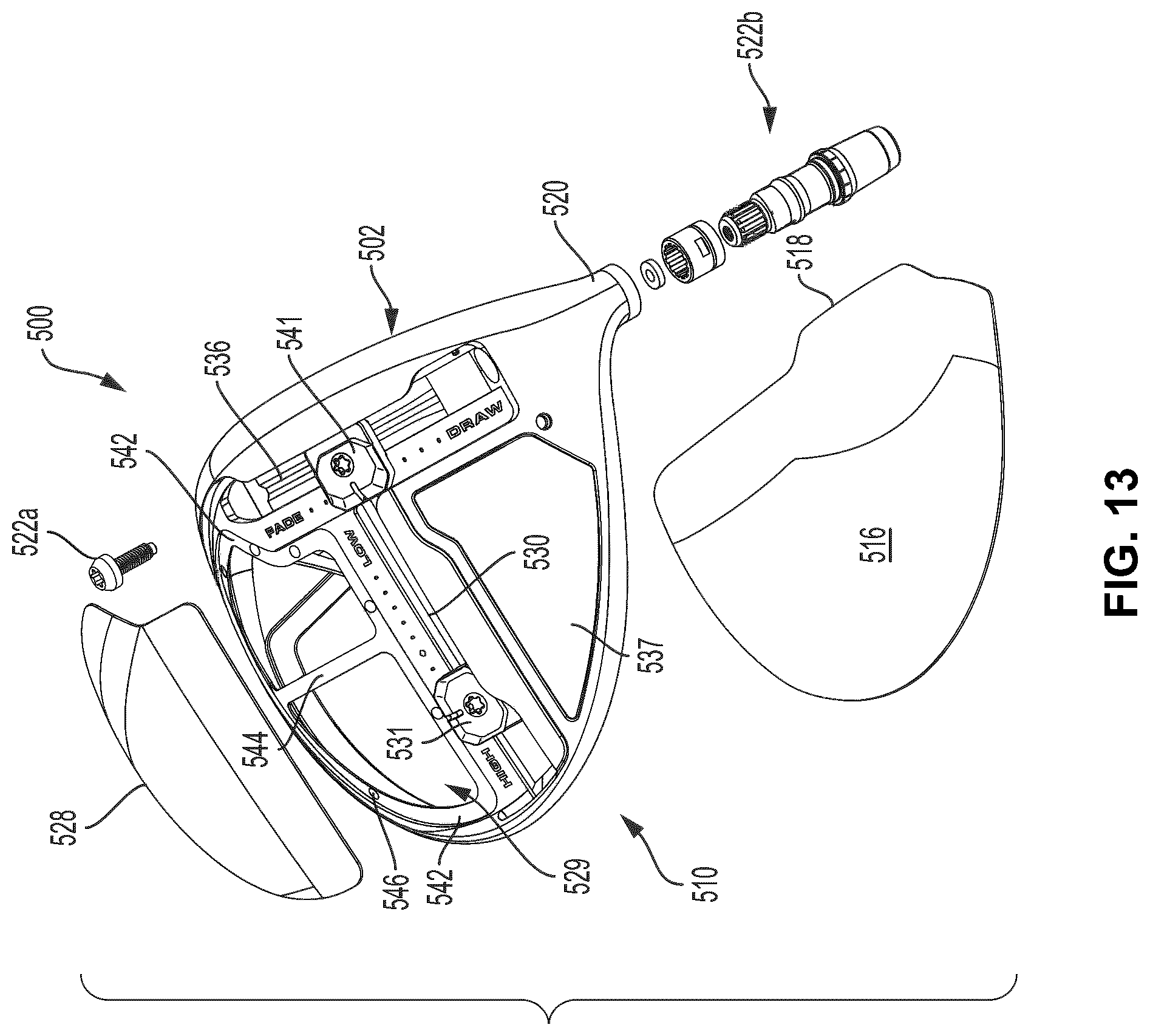 Patent US12569728 Figure 10 – Golf club including composite material with color coated fibers and methods of making the same