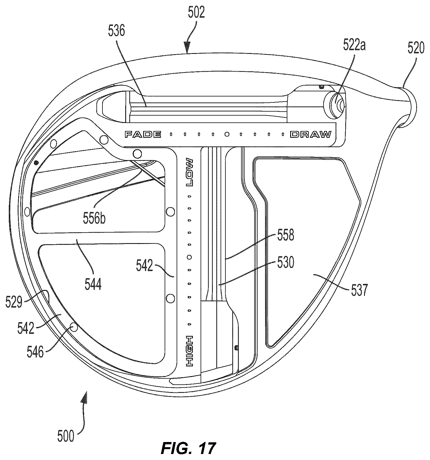 Patent US12569728 Figure 14 – Golf club including composite material with color coated fibers and methods of making the same