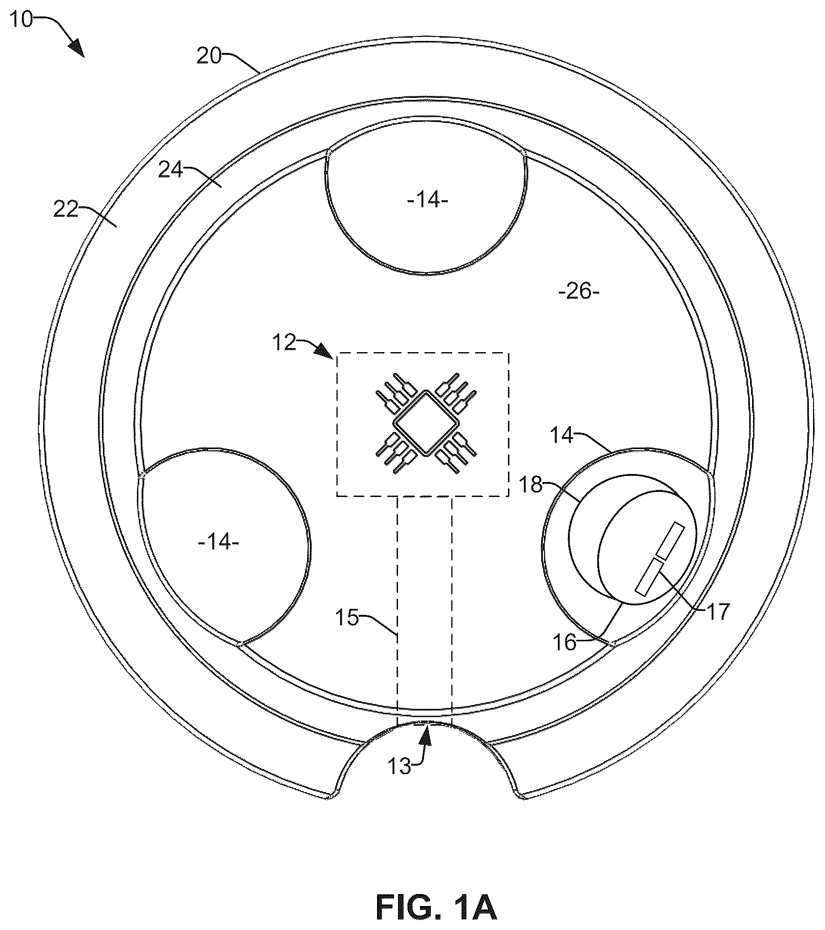 Patent US12569734 Figure 1 – Communications and power hub for a sporting object