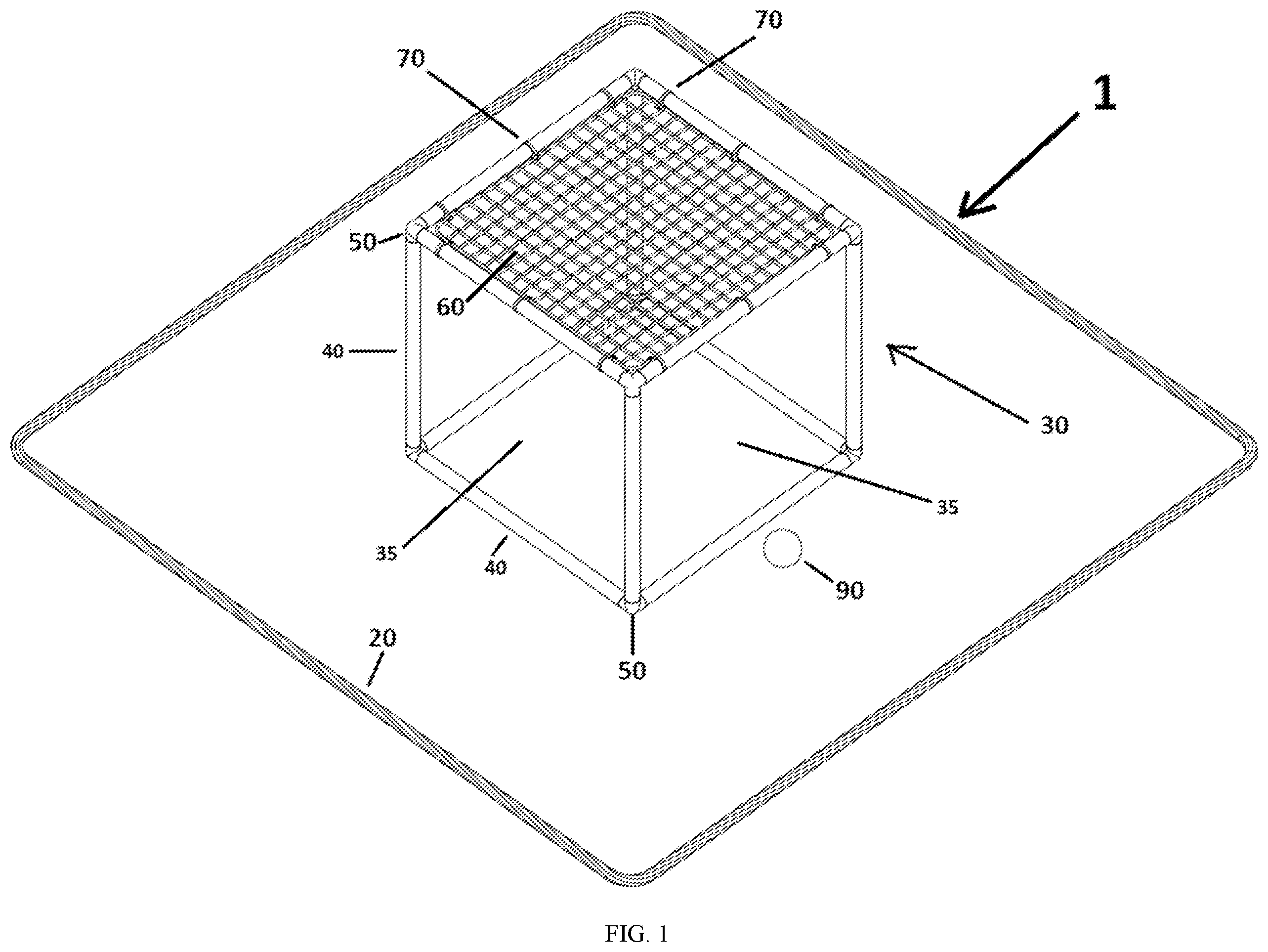Patent US12569738 Figure 1 – Portable goal for playing a game