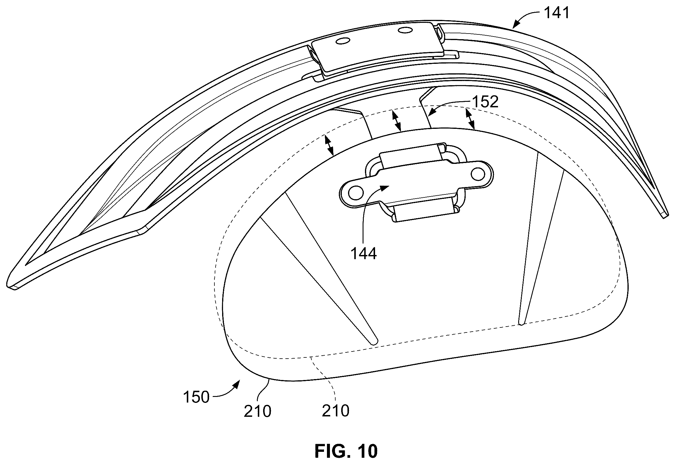 Patent US12569746 Figure 10 – Shoulder pad system with configurable cushion members