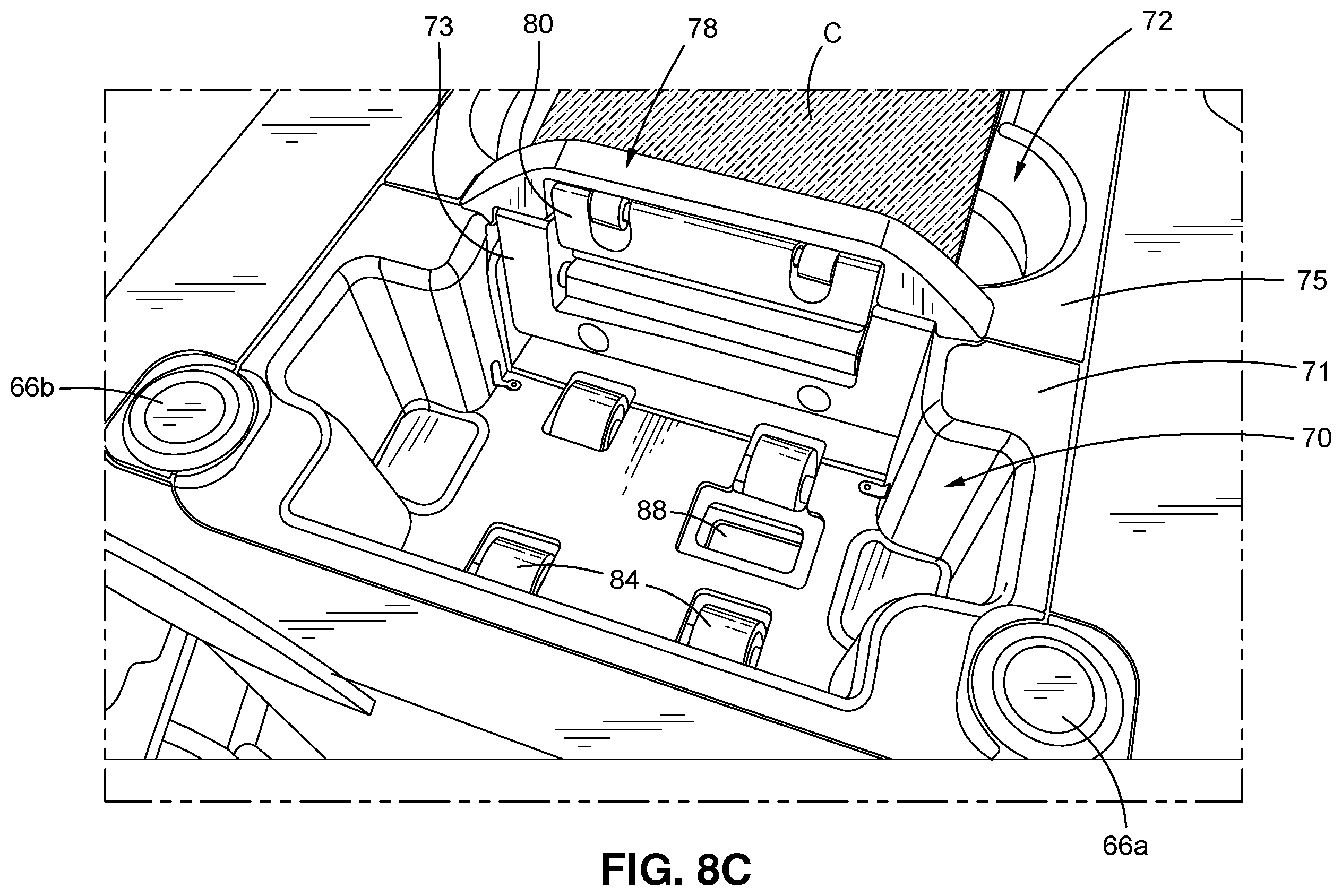 Patent US12569748 Figure 8 – Hand-forming card shuffler