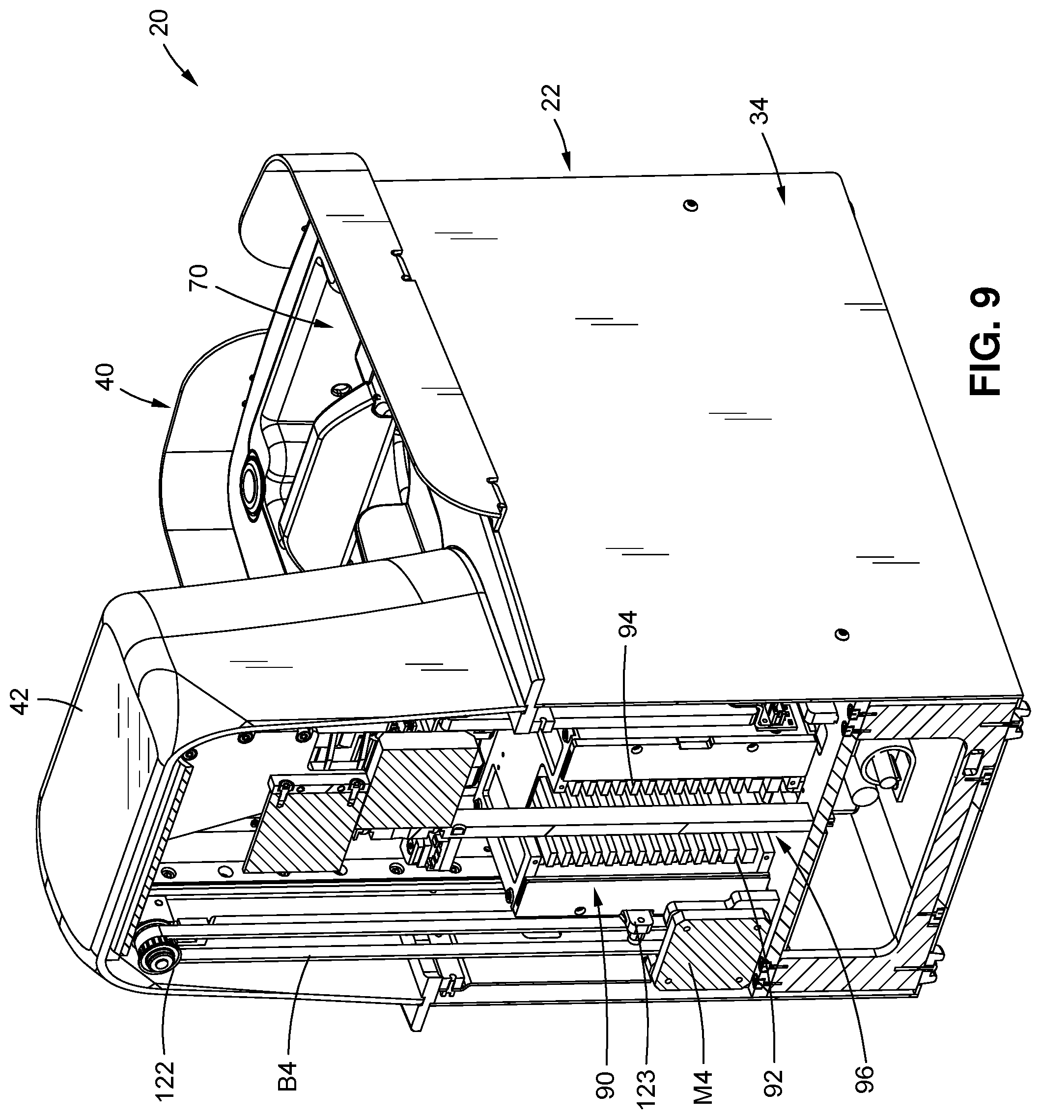 Patent US12569748 Figure 9 – Hand-forming card shuffler