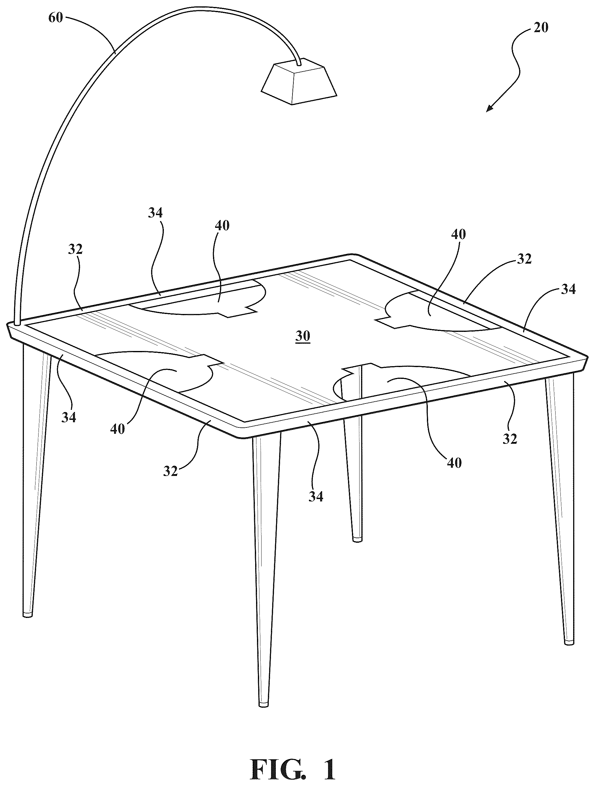 Patent US12569750 Figure 1 – Dominos live action gaming table