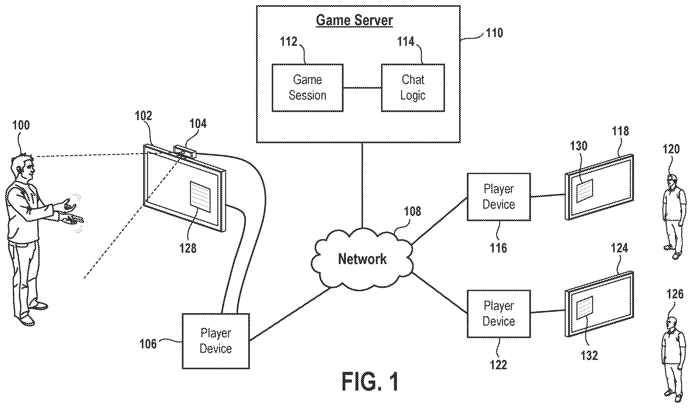 Patent US12569752 Figure 1 – Gesture translation with modification based on game context