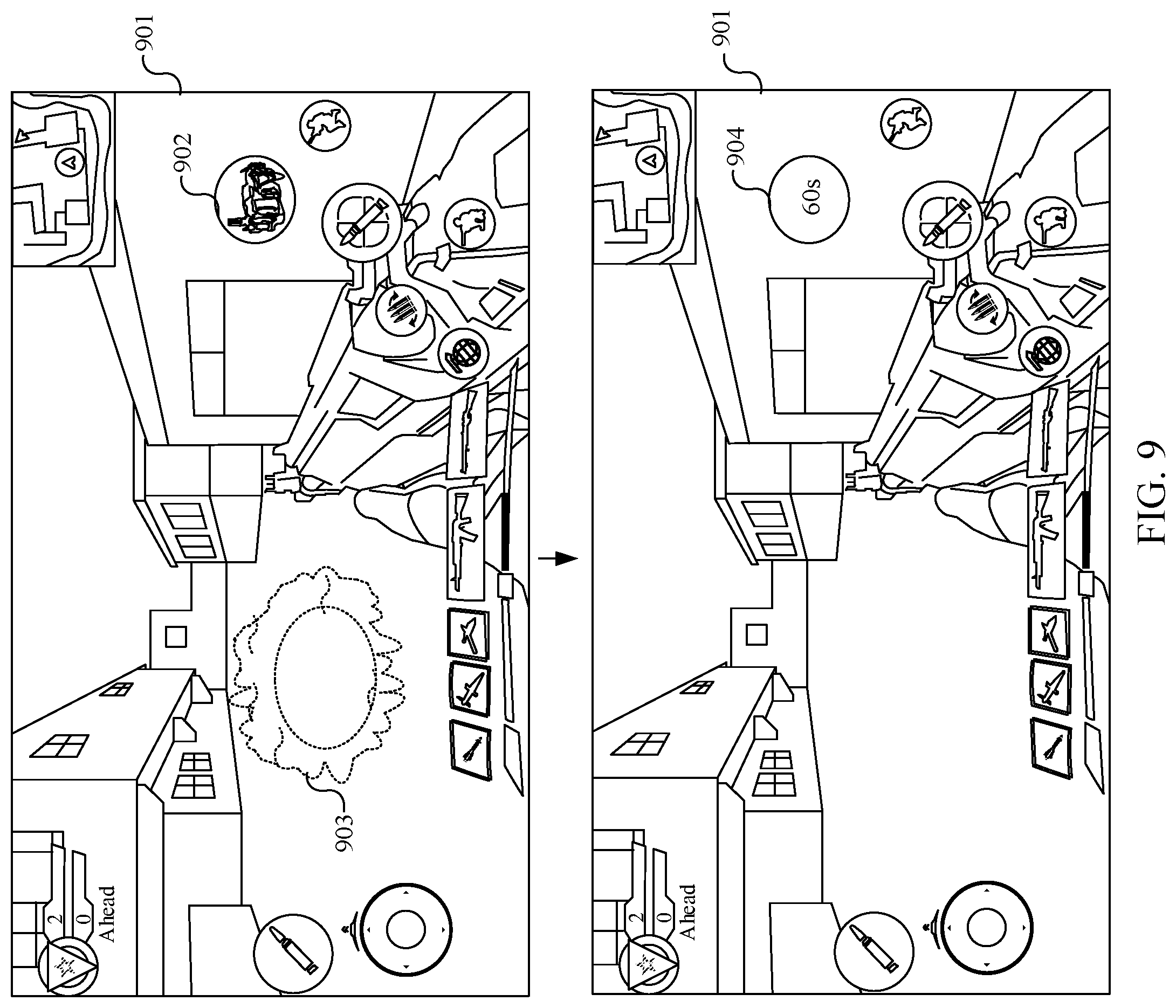 Patent US12569760 Figure 8 – Masking a function of a virtual object using a trap in a virtual environment