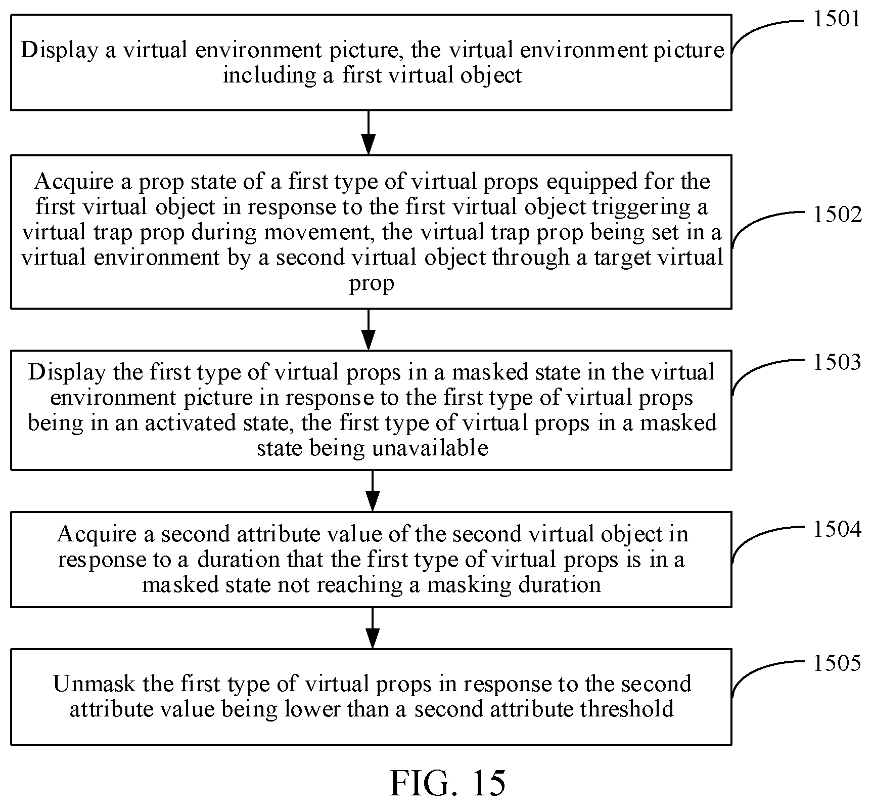 Patent US12569760 Figure 14 – Masking a function of a virtual object using a trap in a virtual environment