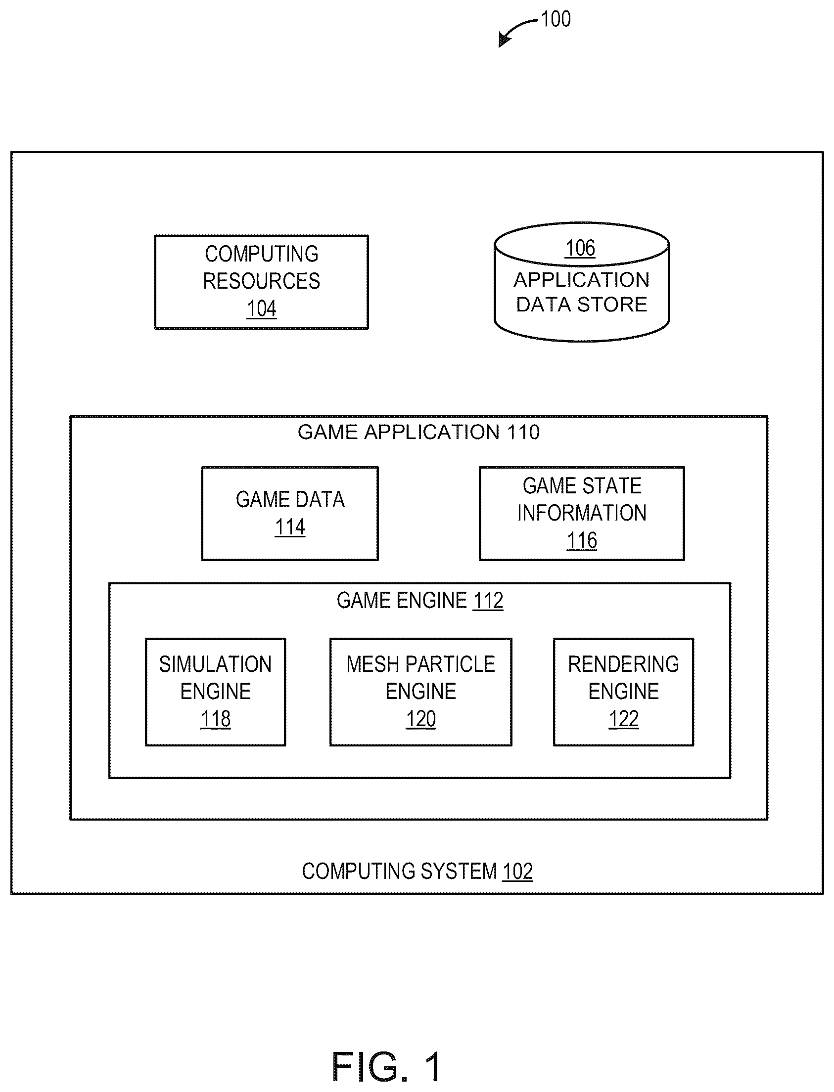 Patent US12569761 Figure 1 – System for generating visual content within a game application environment