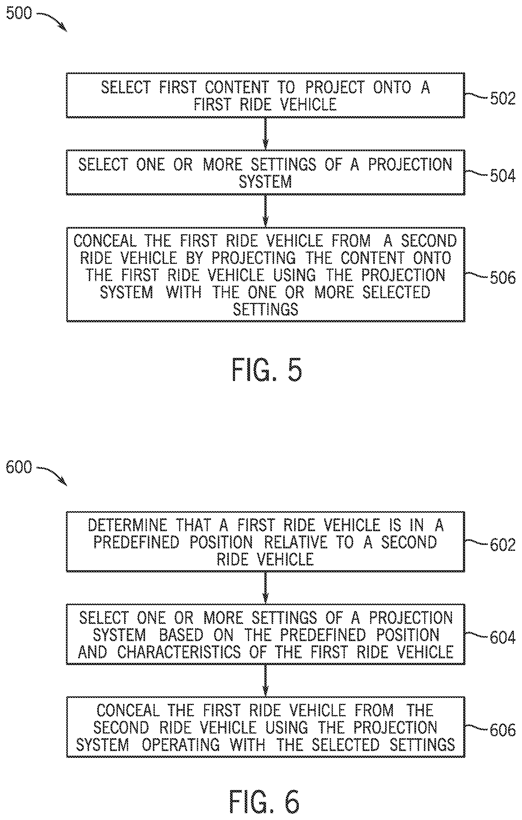 Patent US12569774 Figure 5 – Concealment of ride vehicles in close proximity to other ride vehicles