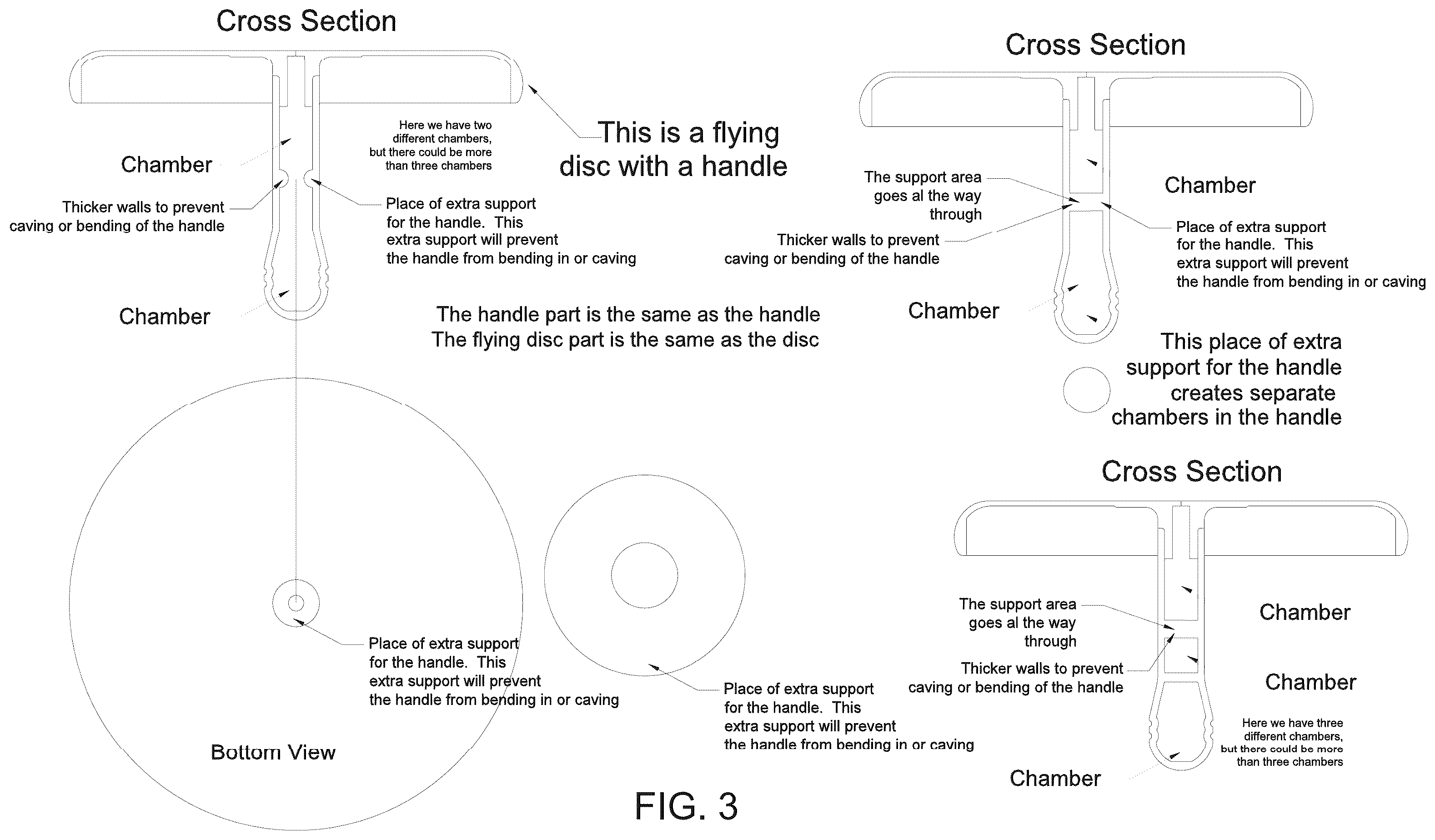 Patent US12569778 Figure 3 – Flying disc(s) with handle