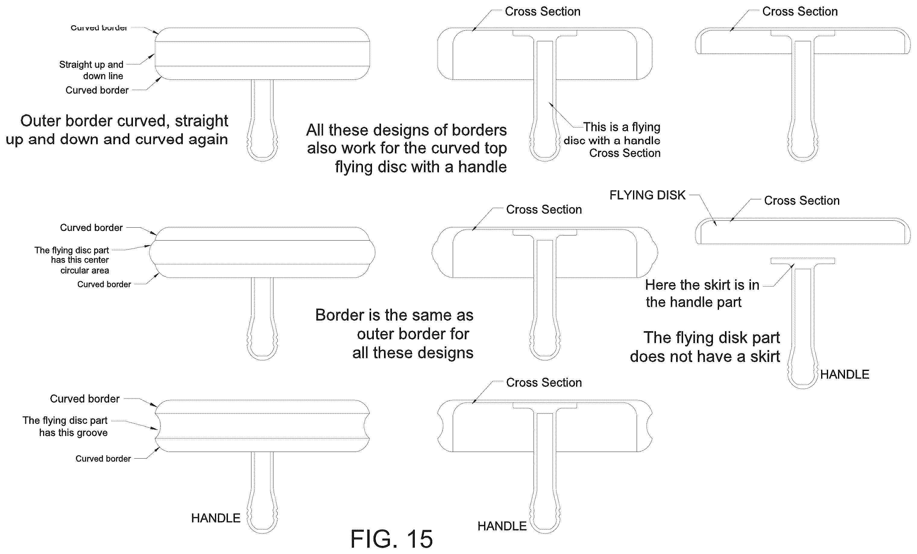 Patent US12569778 Figure 15 – Flying disc(s) with handle