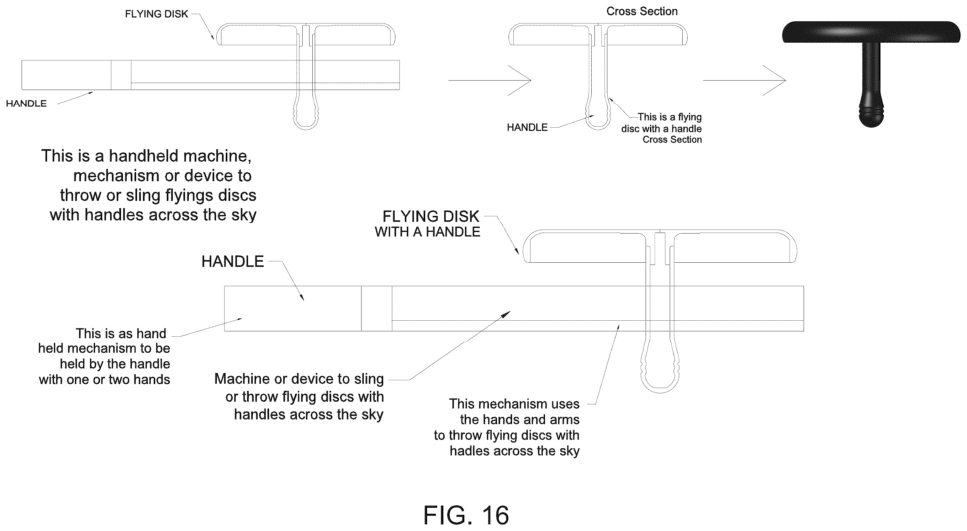 Patent US12569778 Figure 16 – Flying disc(s) with handle