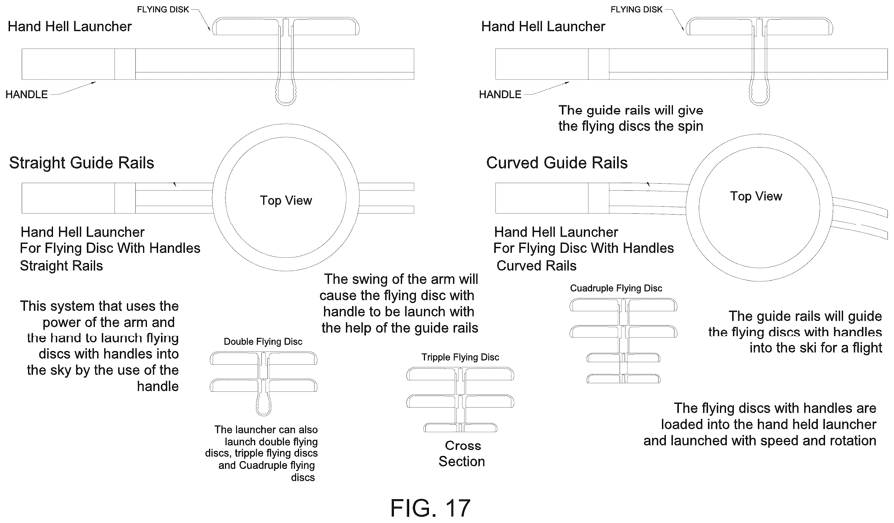 Patent US12569778 Figure 17 – Flying disc(s) with handle