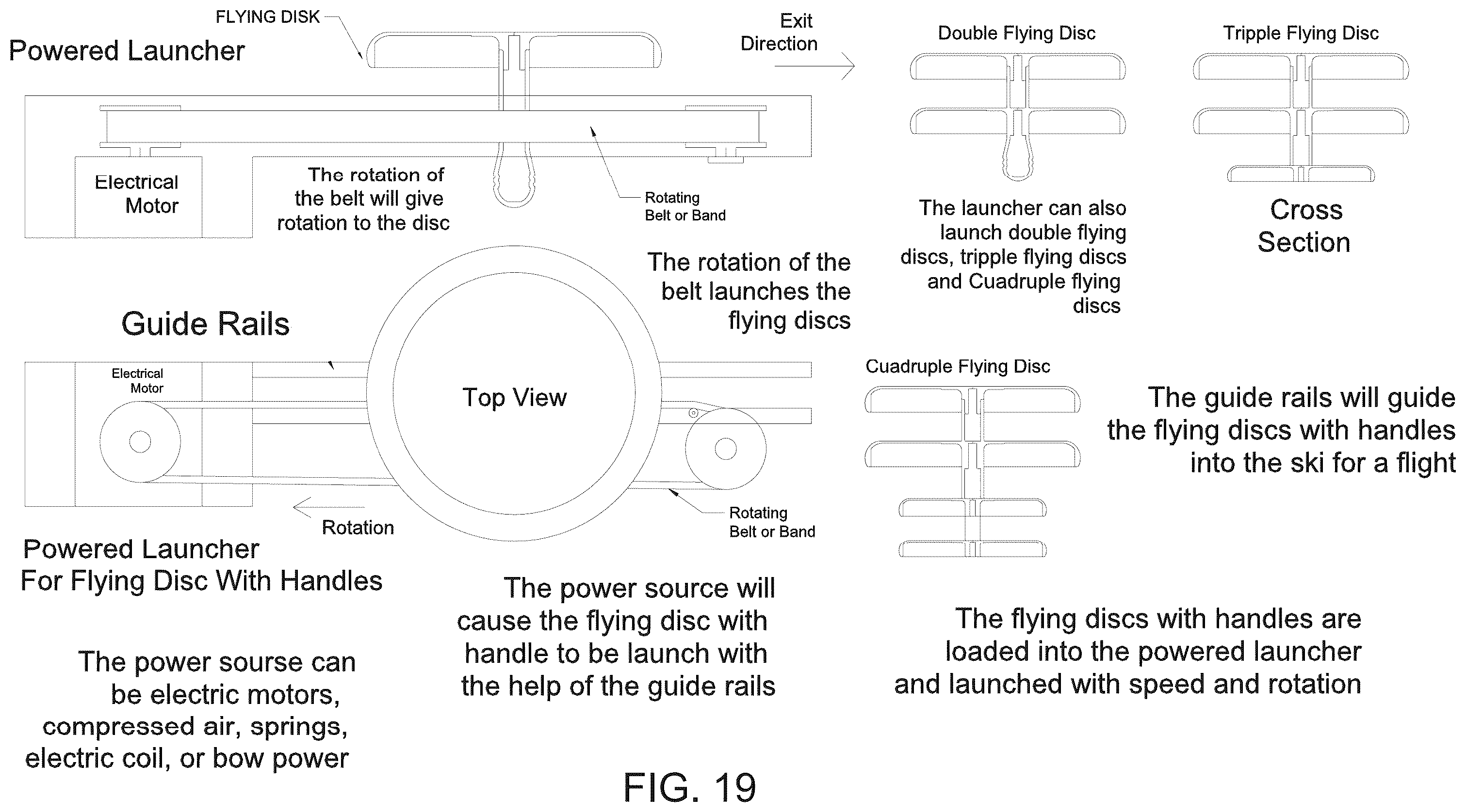 Patent US12569778 Figure 19 – Flying disc(s) with handle