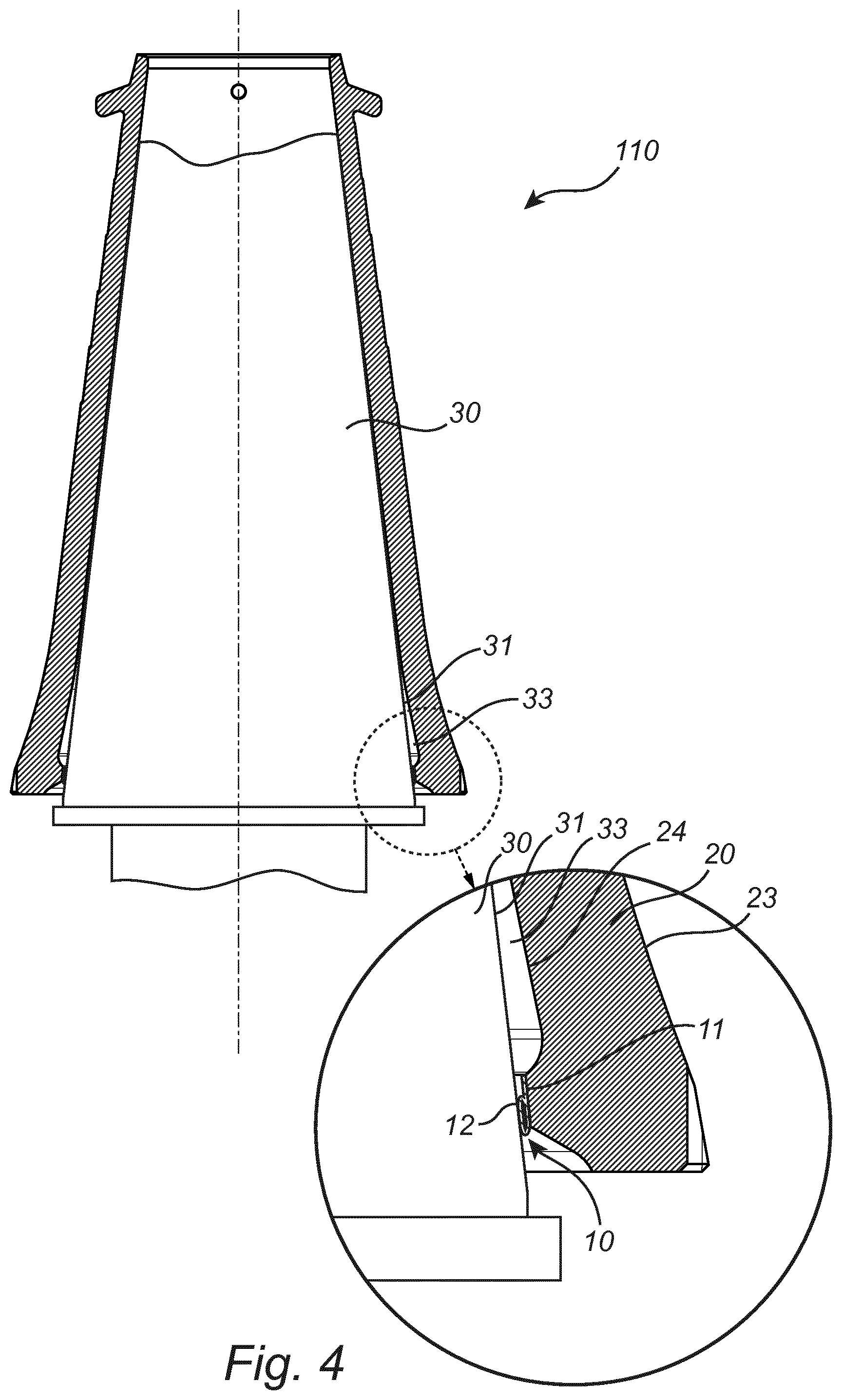 Patent US12569854 Figure 4 – Sealing member and mantle comprising such member, gyratory crusher and method of installing